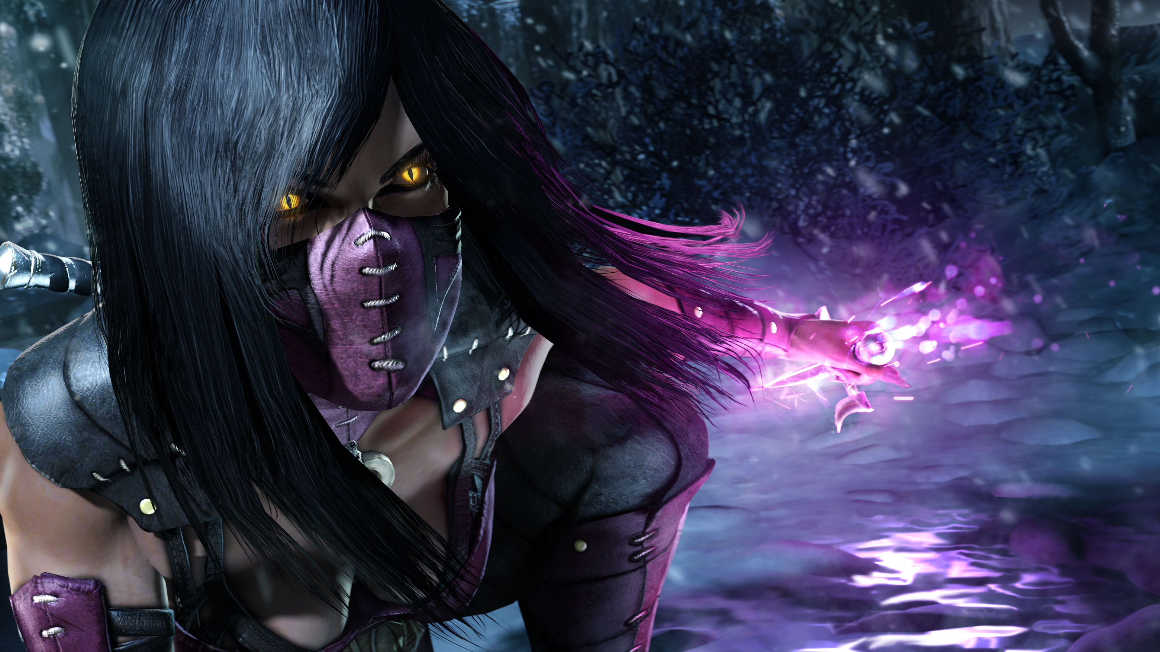 Black Hair Dagger Mileena Mortal Kombat Woman 3840x2160