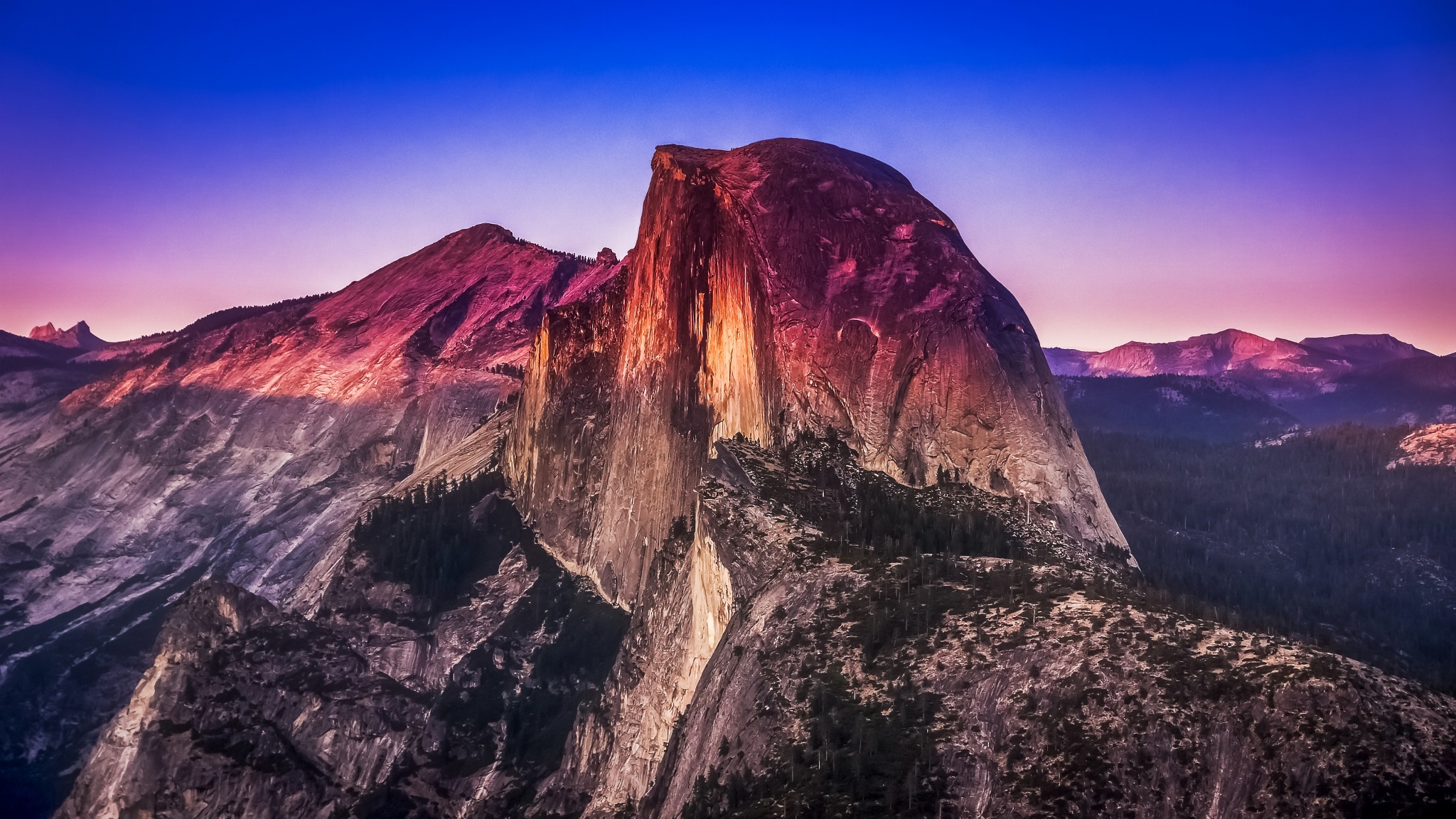 California Cliff Landscape Mountain Nature Sunset Yosemite National Park 2048x1152