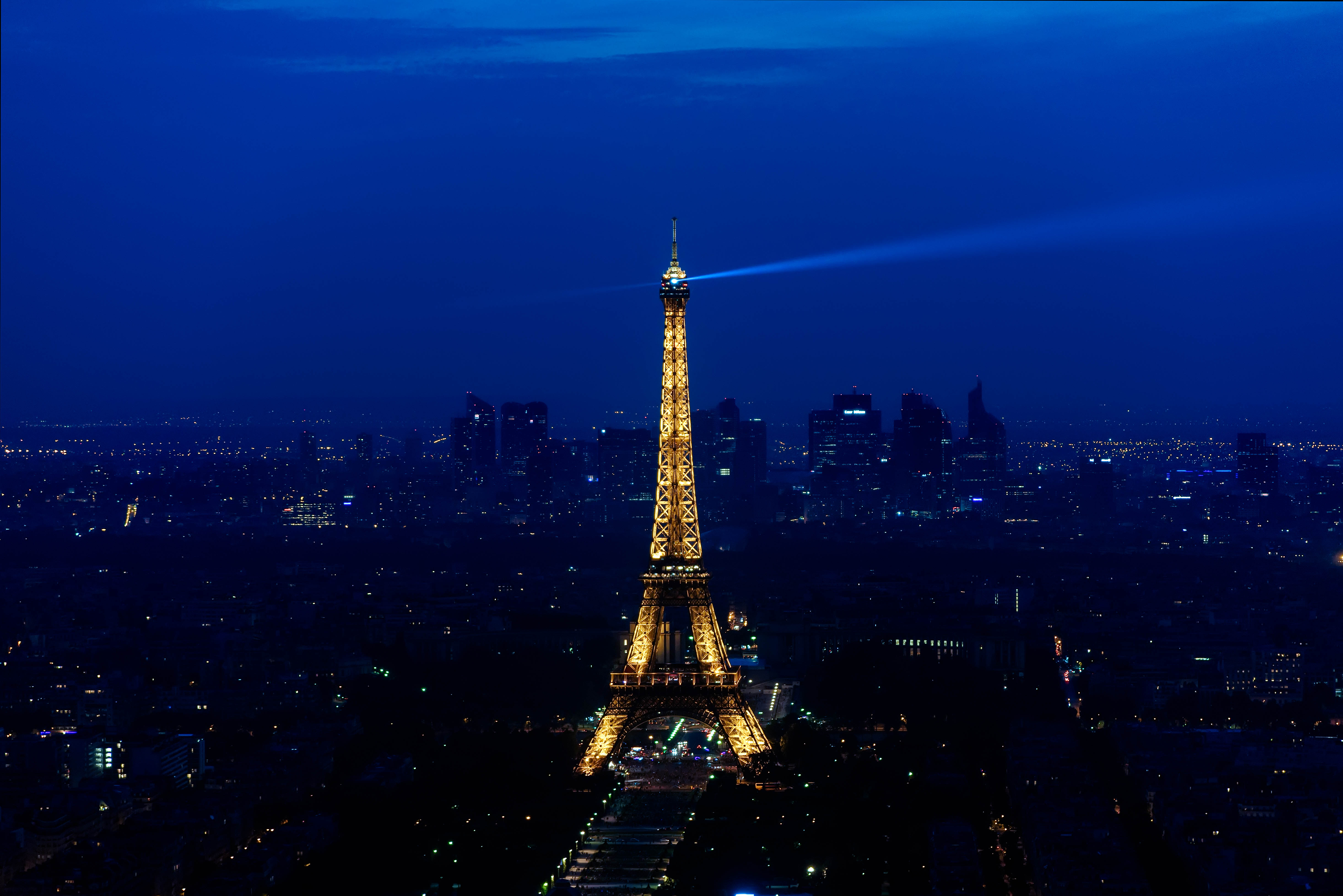 Blue City Cityscape Eiffel Tower France Light Night Paris 5869x3918