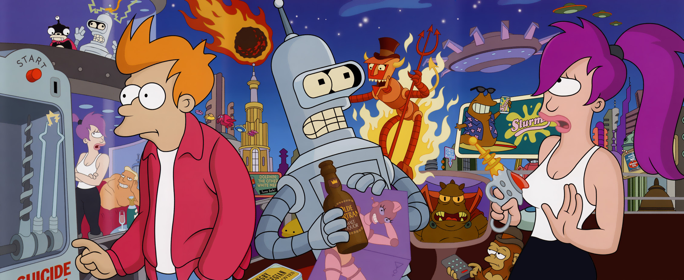 Bender Futurama Fry Futurama Futurama Leela Futurama Sci Fi 2260x926