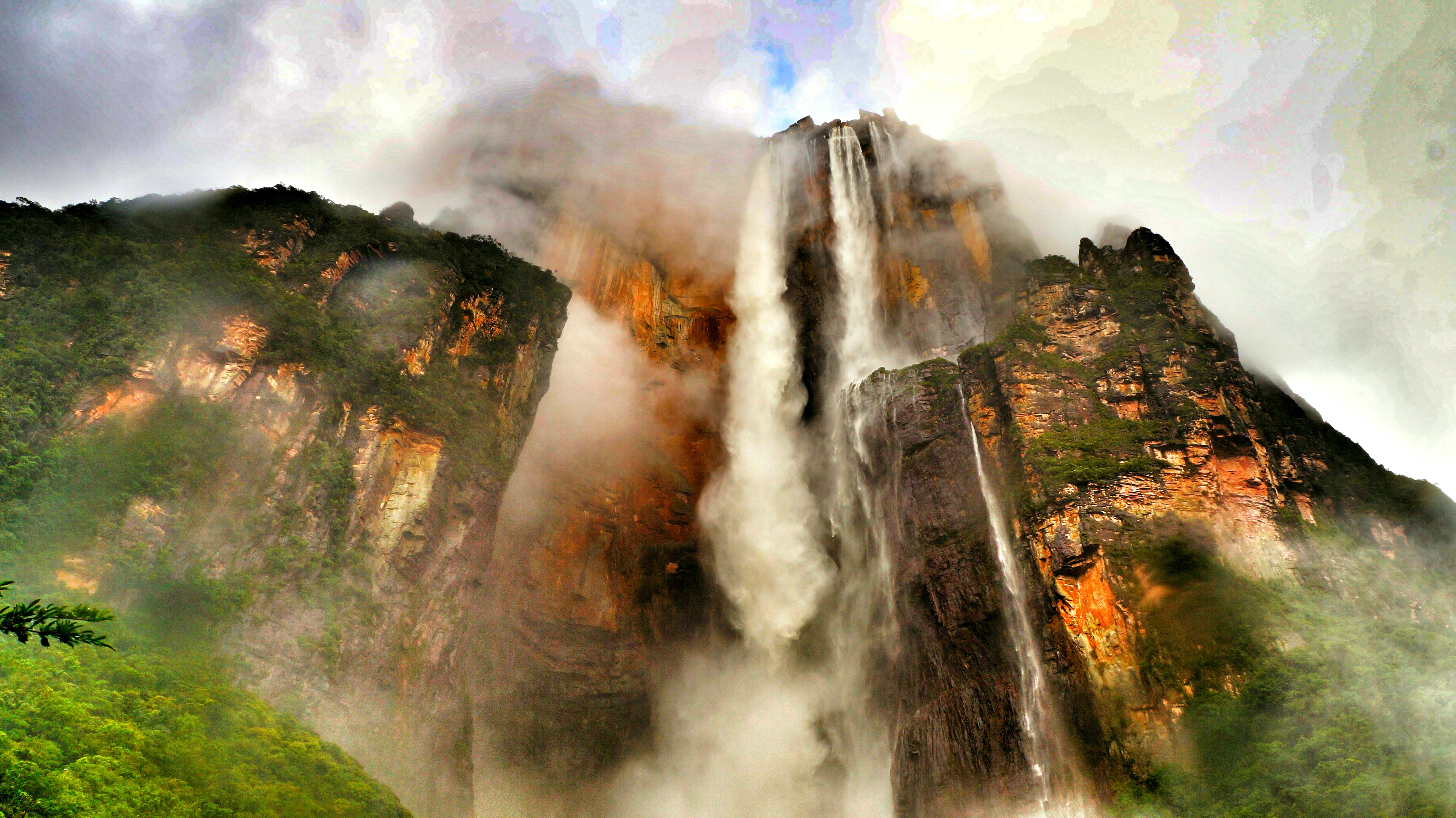 Angel Falls Cliff Rock Waterfall 4912x2760