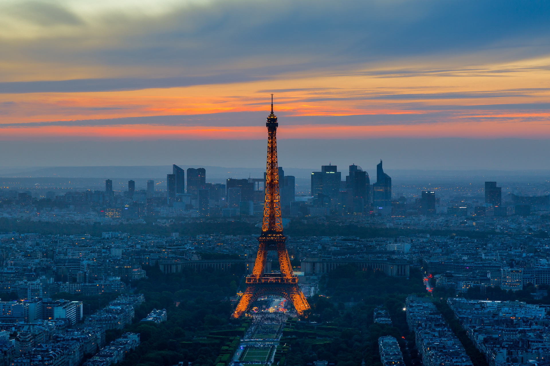 City Cityscape Eiffel Tower France Monument Night Paris 1920x1280