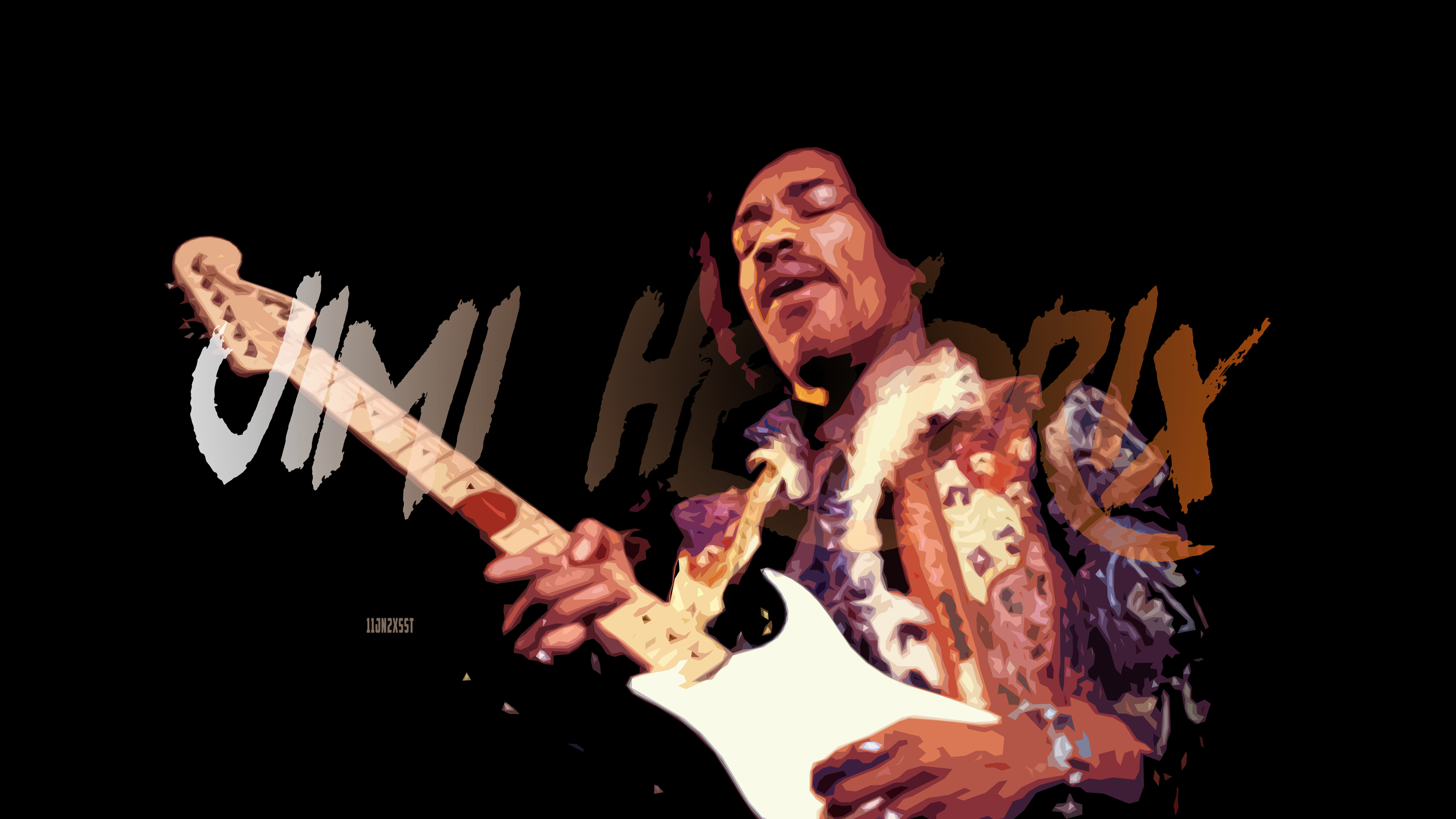 Artistic Digital Art Guitar Guitarist Jimi Hendrix Musician 3000x1688