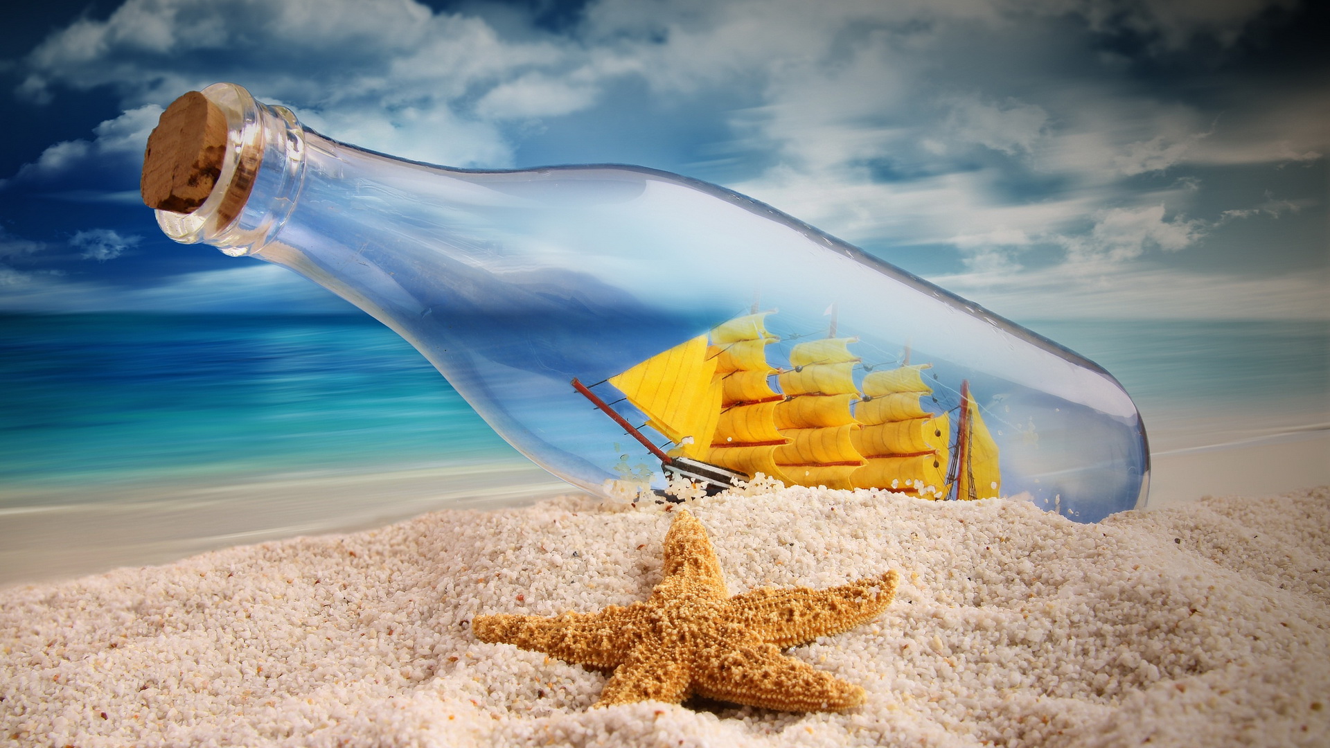 Man Made Ship In A Bottle 1920x1080