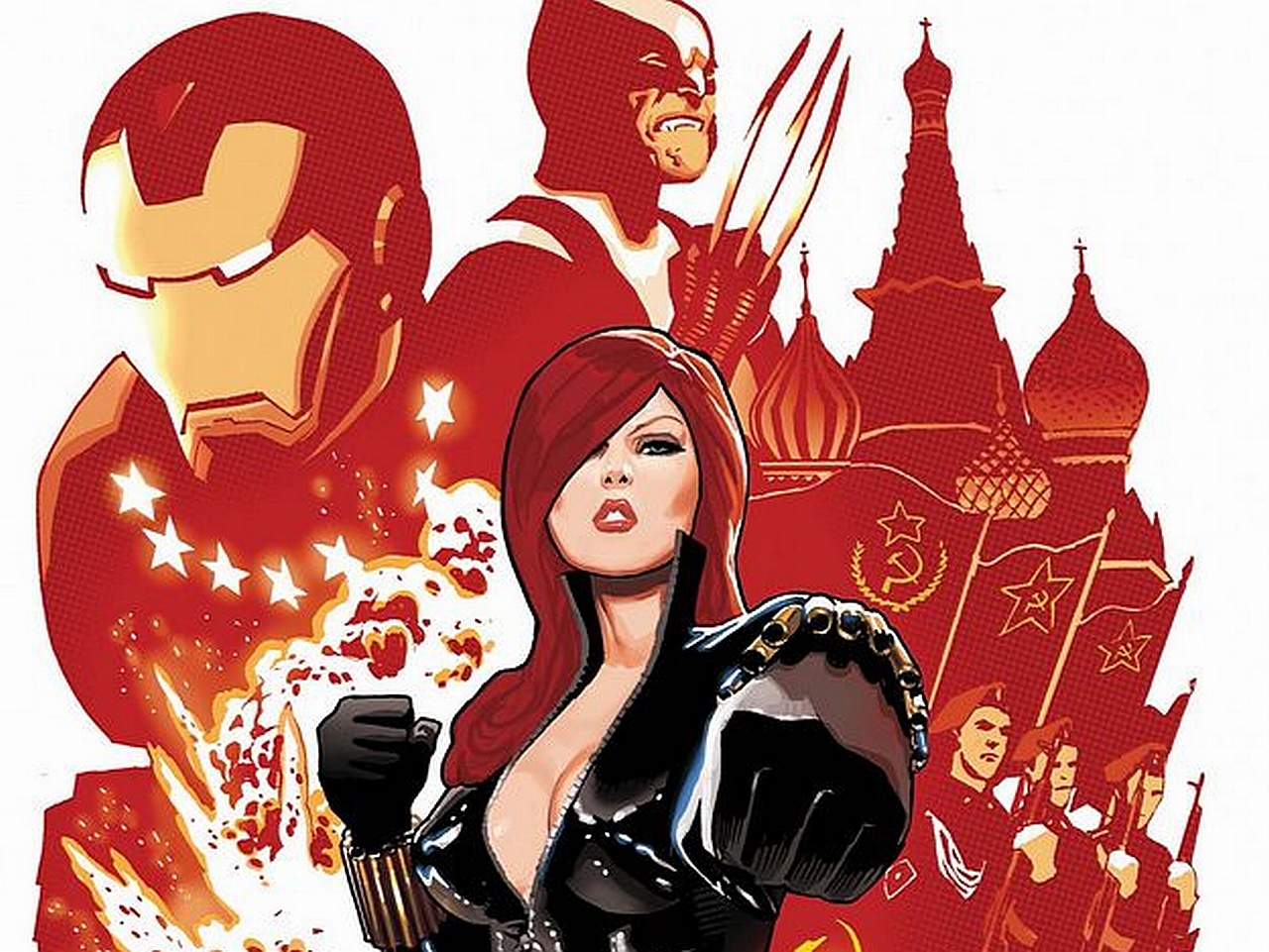 Black Widow Iron Man Wolverine 1280x961