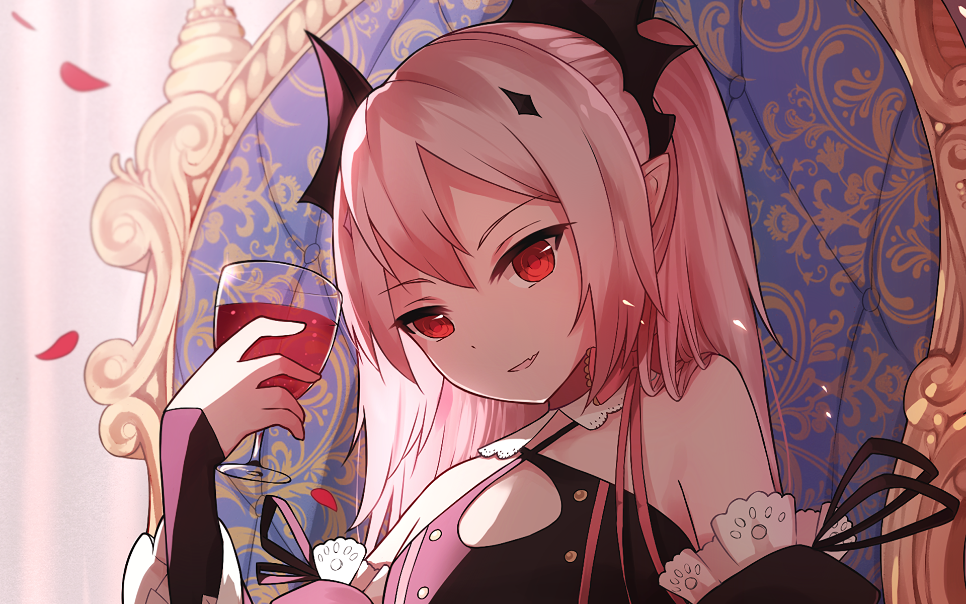 Demon Girl Glass Krul Tepes Long Hair Pink Hair Red Eyes Seraph Of The End Vampire 1920x1200