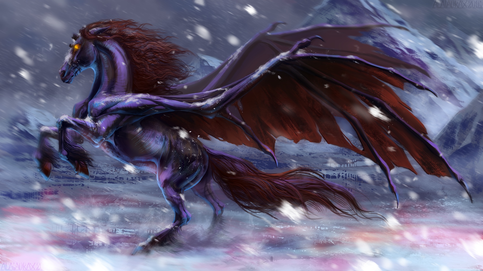 Horse Pegasus Snowfall 2000x1125