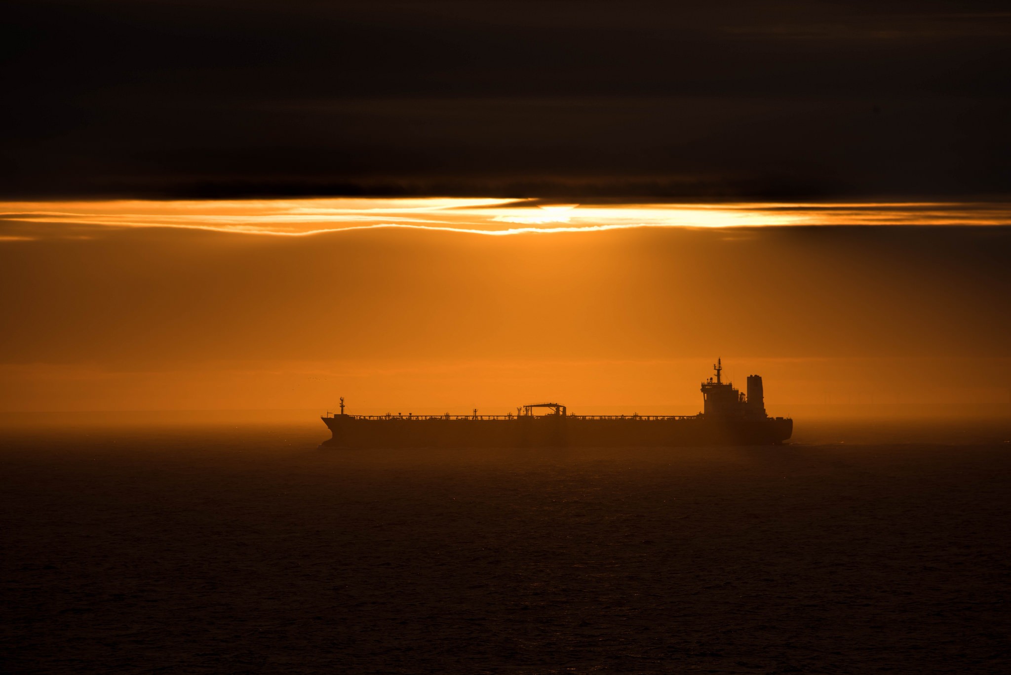 Sea Ship Silhouette Sunset Tanker Vehicle 2048x1367