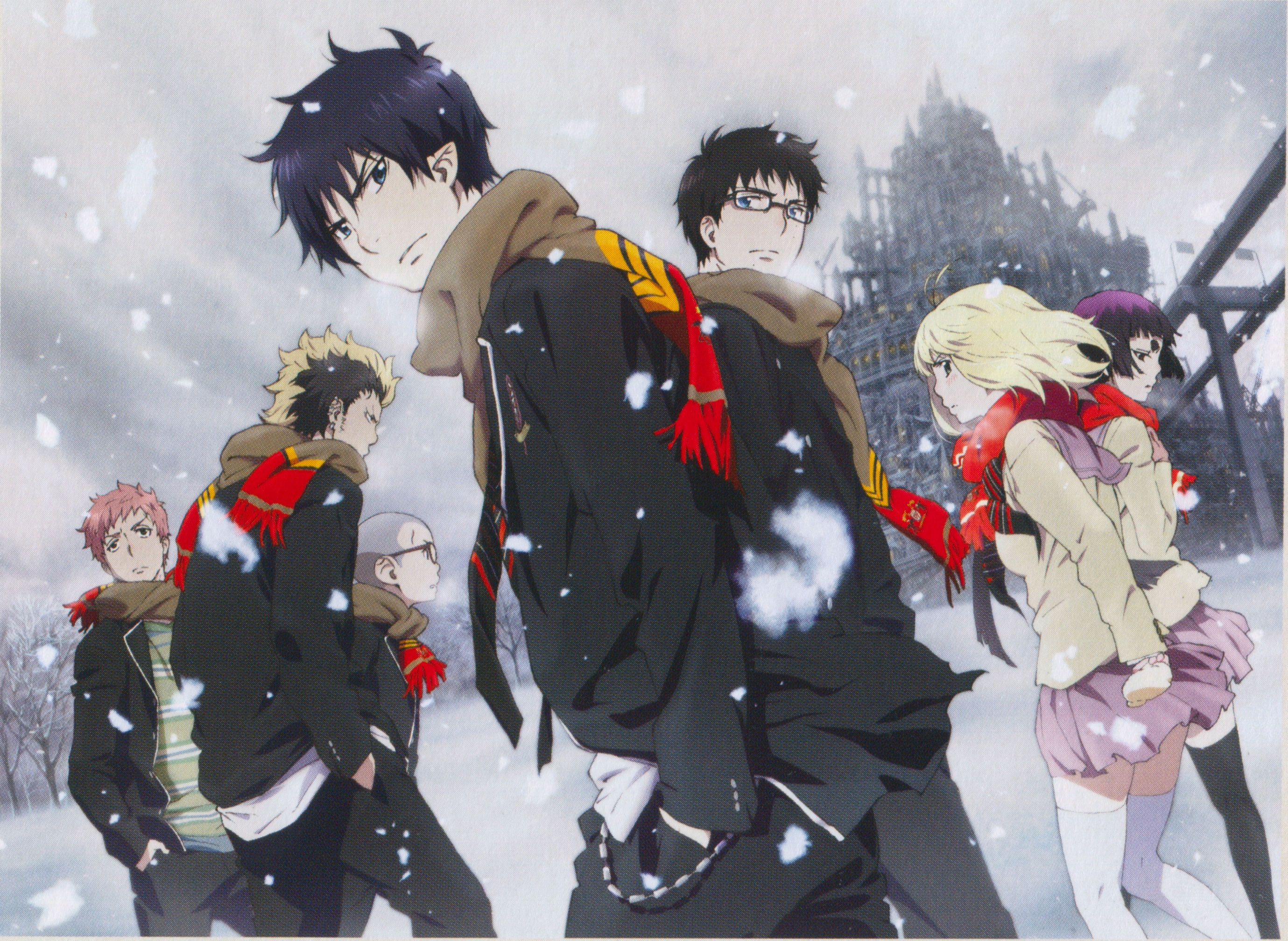 Ao No Exorcist Black Hair Blonde Blue Exorcist Boy Izumo Kamiki Konekomaru Miwa Pink Hair Purple Hai 2759x2016