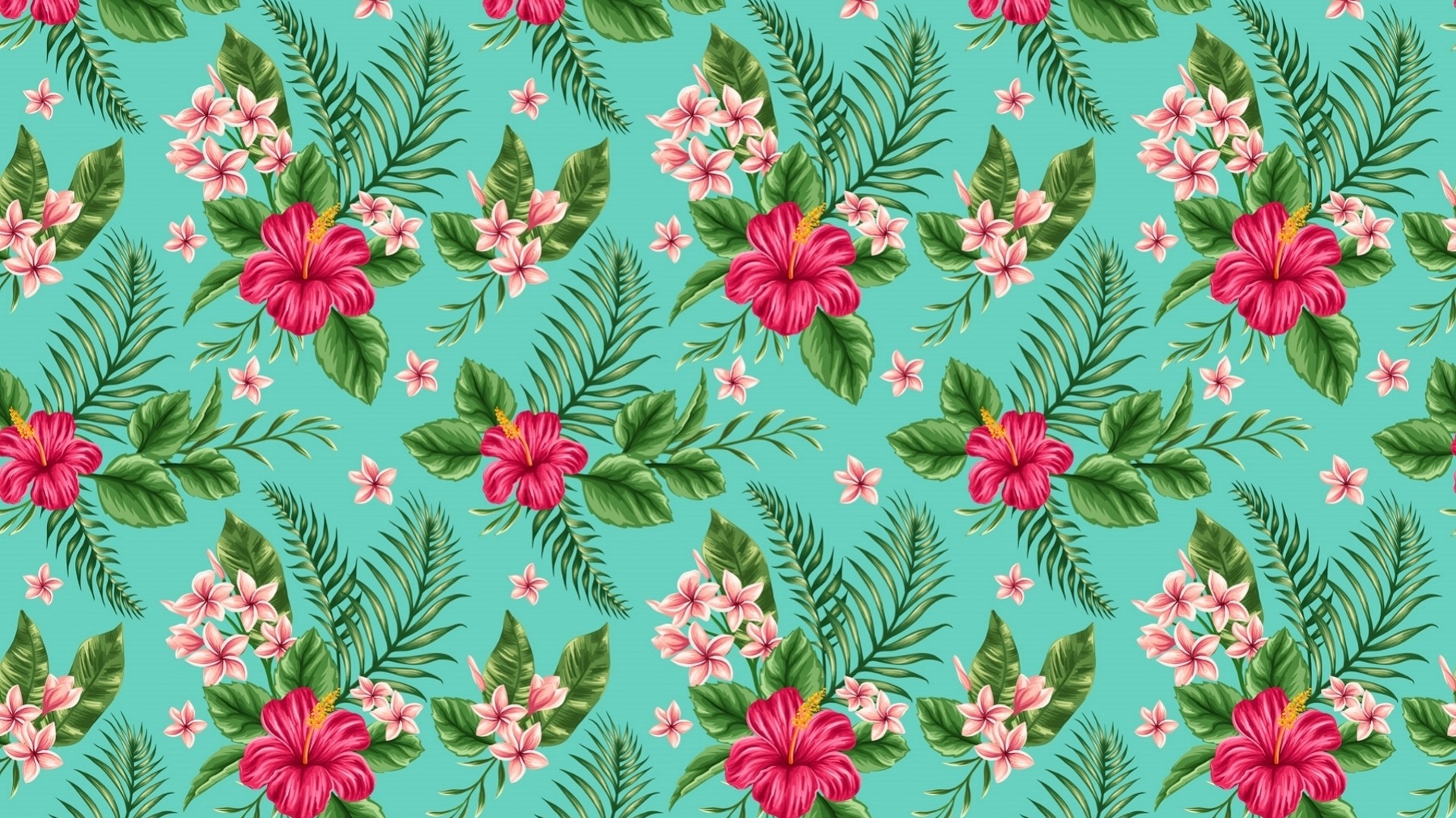 Abstract Flower Hibiscus Pattern Pink Flower 1920x1080