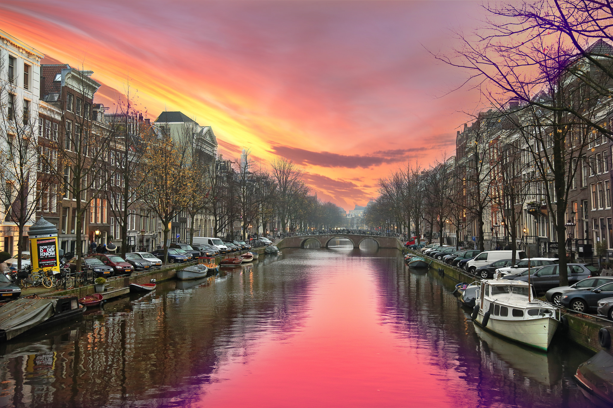 Amsterdam Boat Canal City House Sunset 2048x1365
