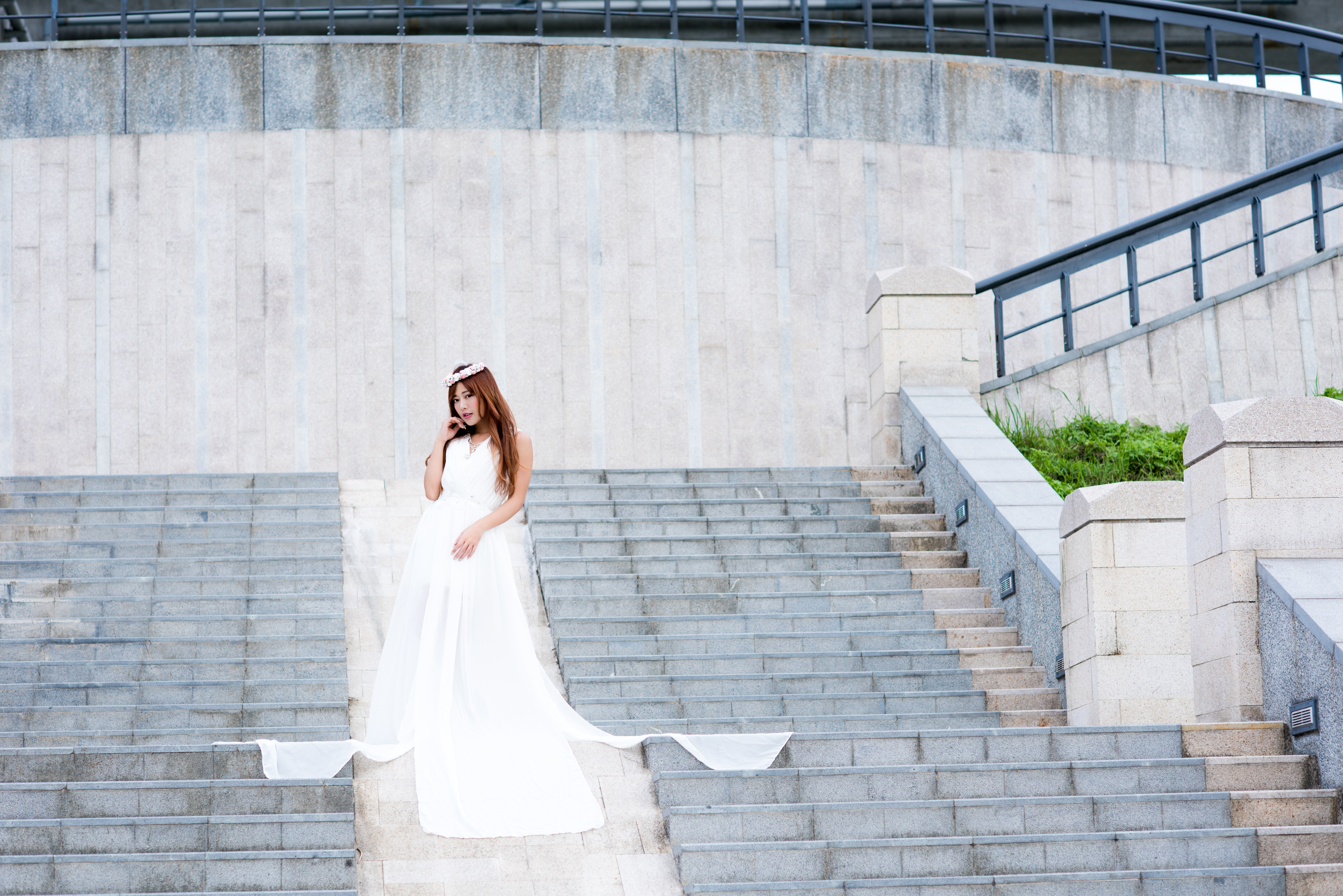 Asian Dress Girl Model Stairs Taiwanese Wreath Xiao Xi 7360x4912