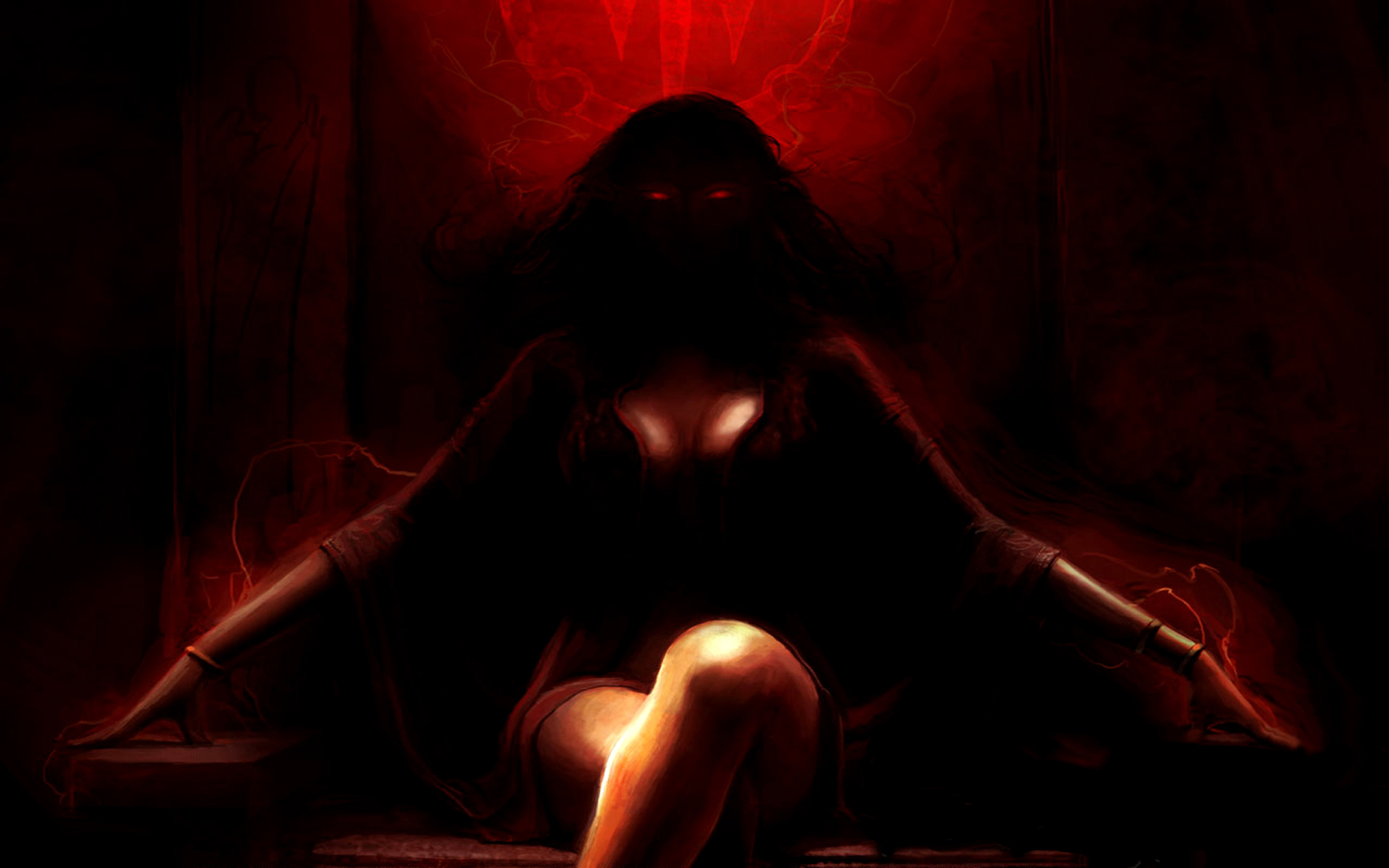 Glowing Eyes Kaileena Prince Of Persia Prince Of Persia Red Eyes Sitting Woman 2560x1600