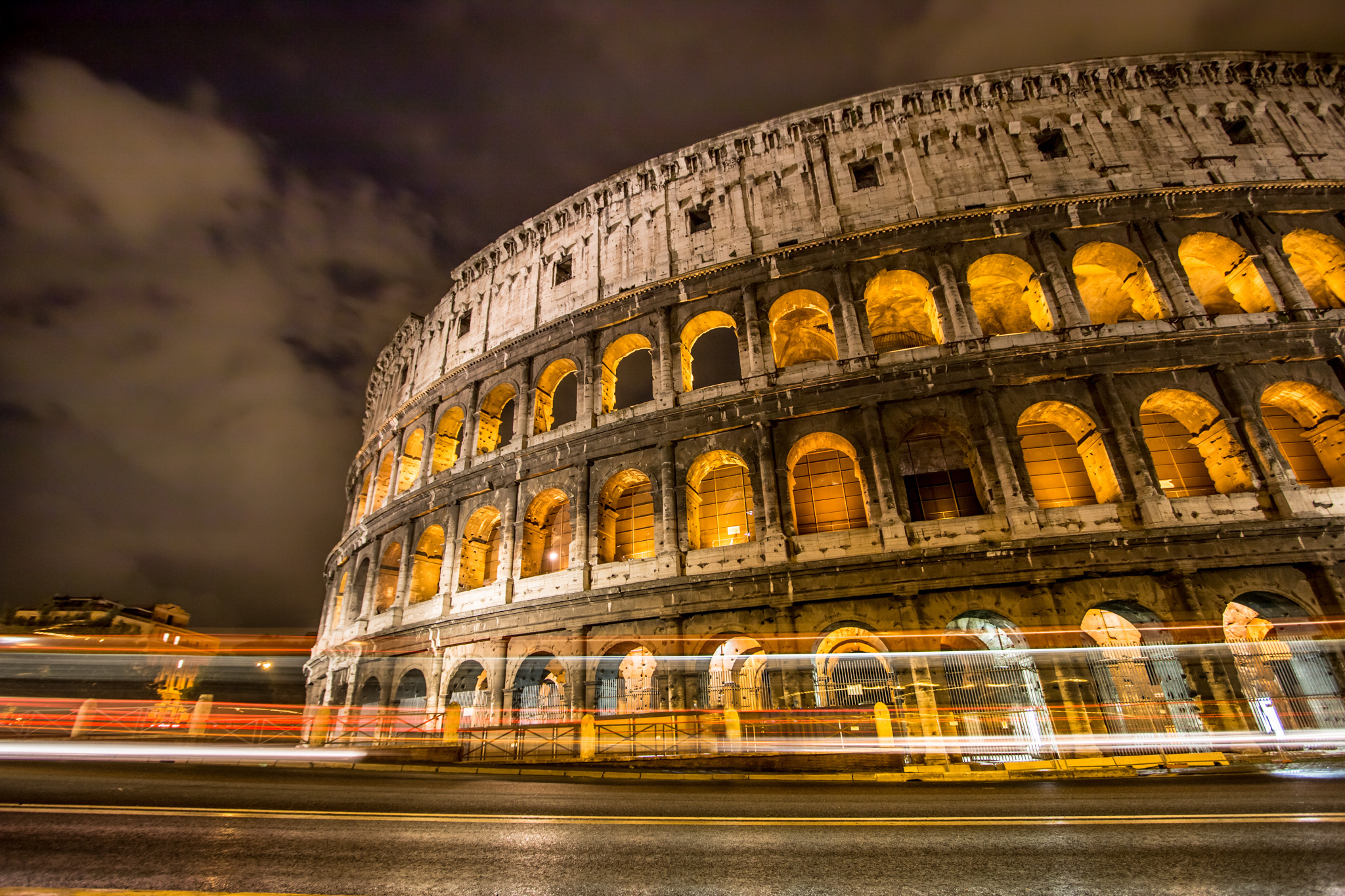 Colosseum Italy Light Night Rome Time Lapse 2048x1365