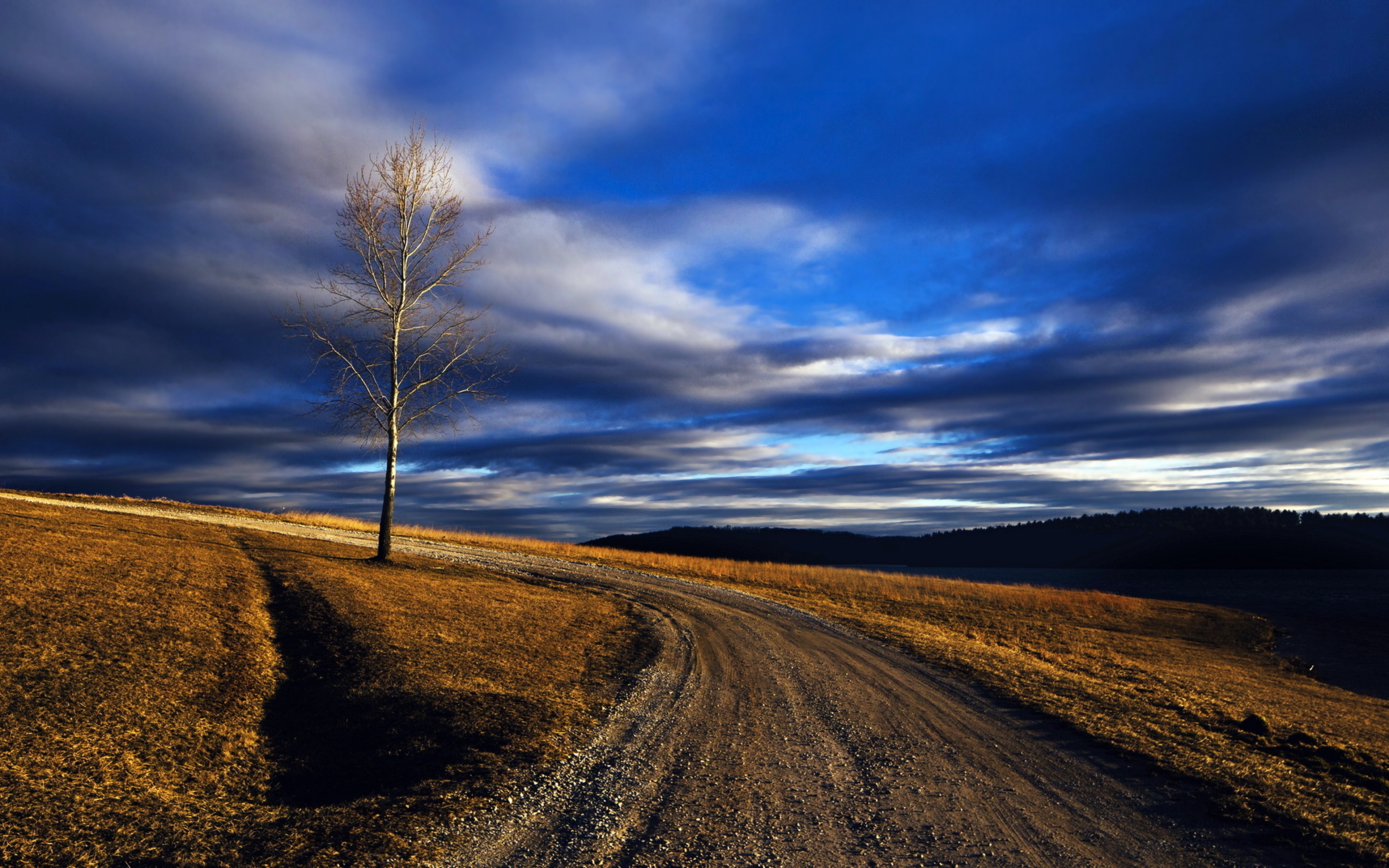 Countryside Earth Hill Landscape Nature Road Tree 3840x2400