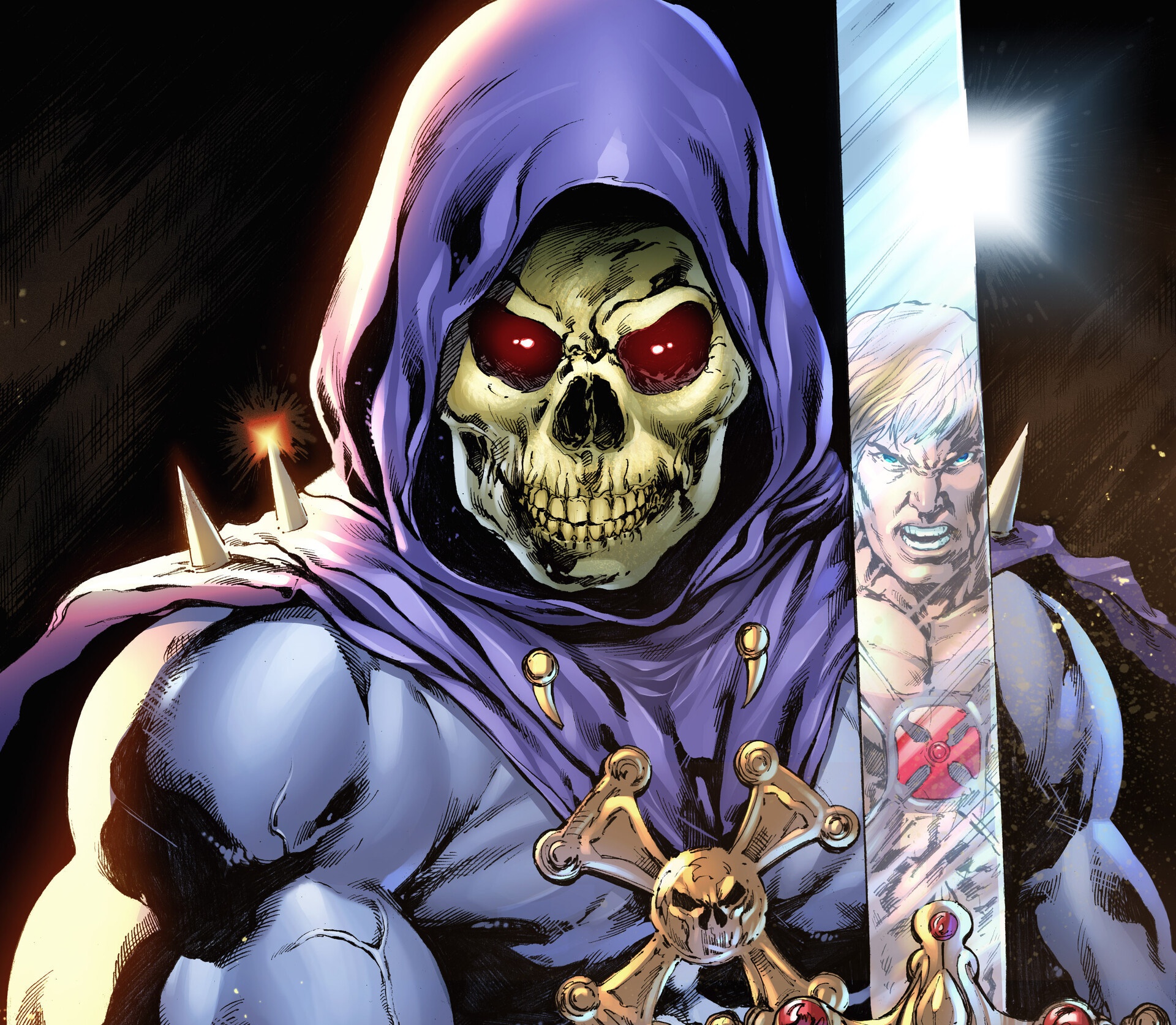 Skeletor Fantasy Art He Man And The Masters Of The Universe Skull Red Eyes Sword Reflection He Man 1920x1673