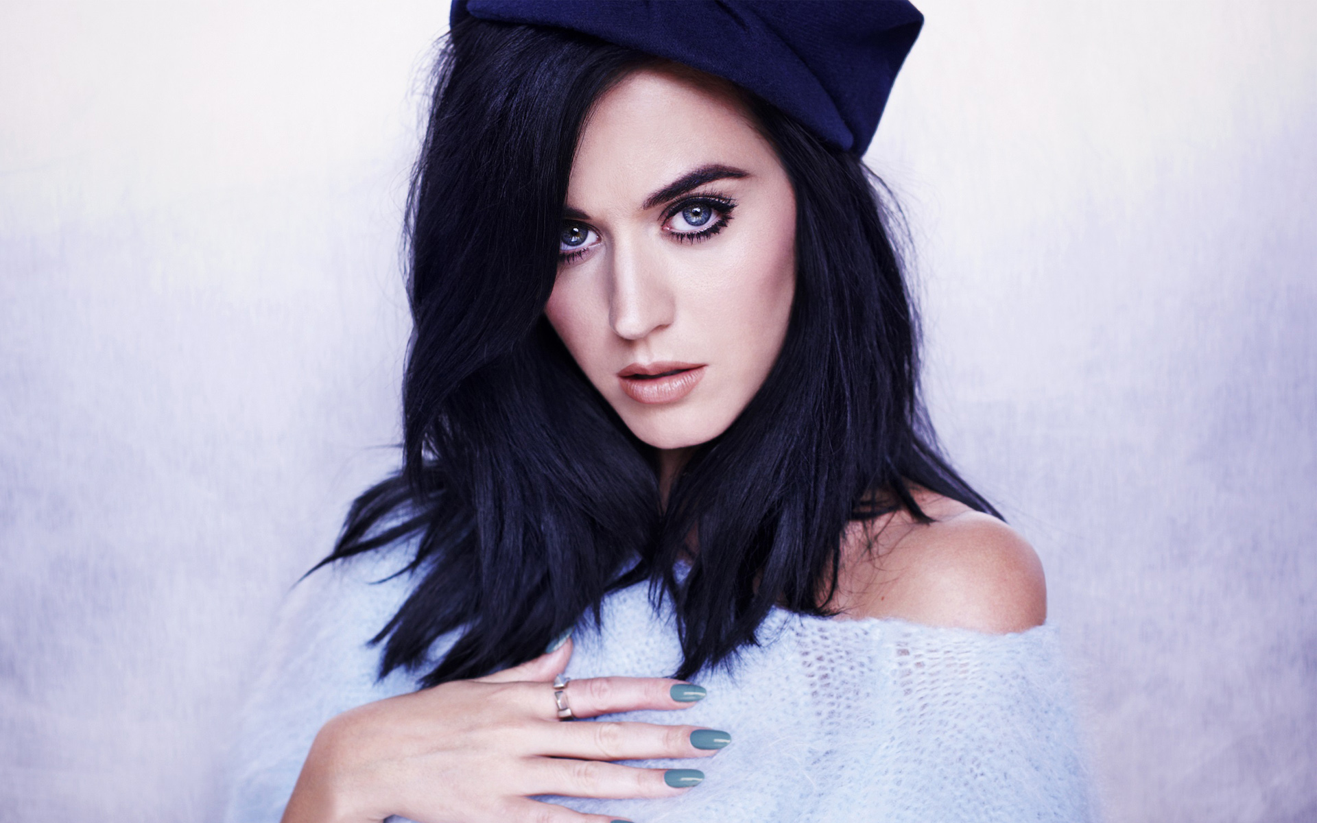 Katy Perry Celebrity Women Hand On Chest Dark Hair Looking At Viewer Bare Shoulders 1920x1200