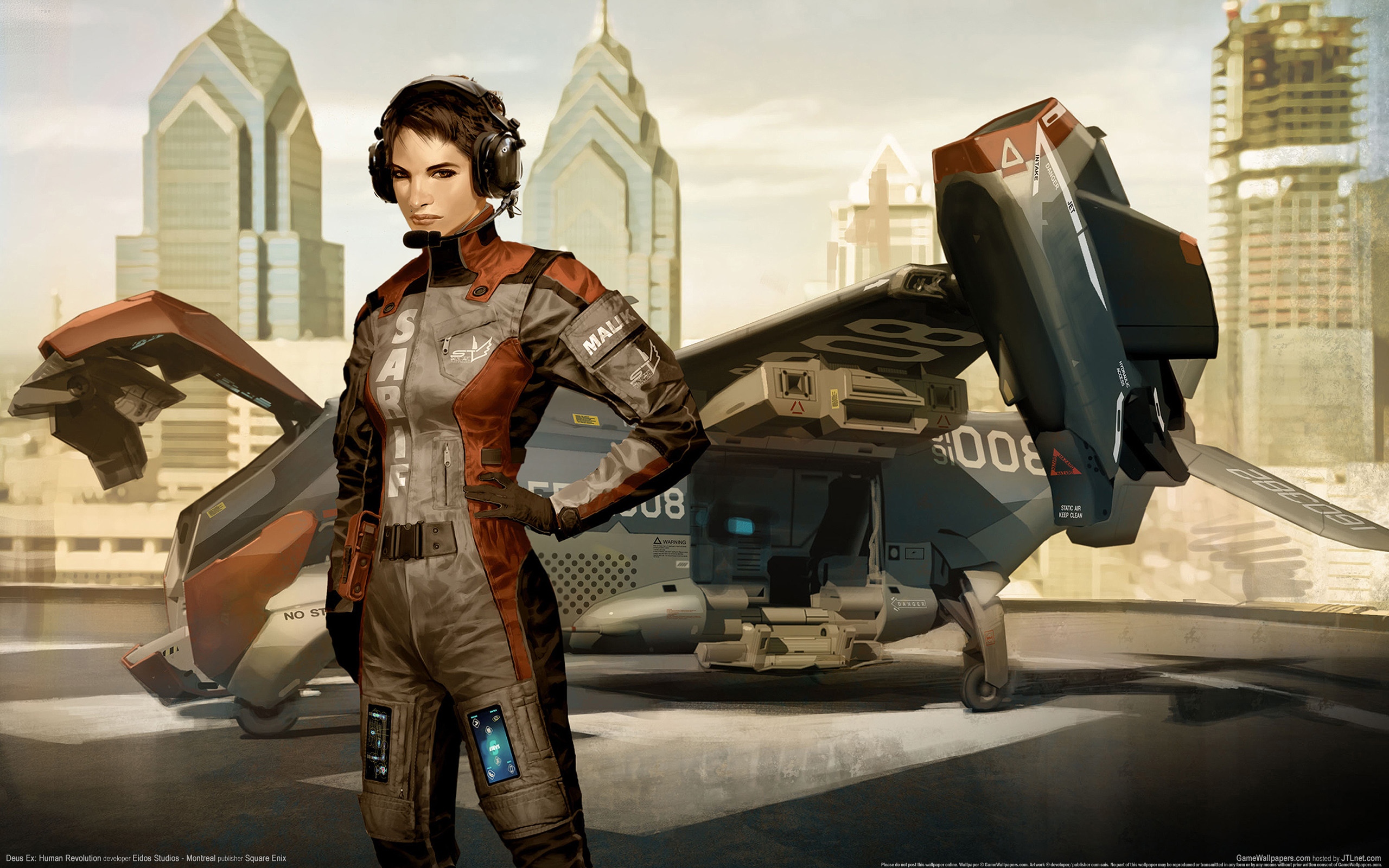Deus Ex Deus Ex Human Revolution Feridah Malik Futuristic Girl Headphones Human Sci Fi Spaceship 2560x1600