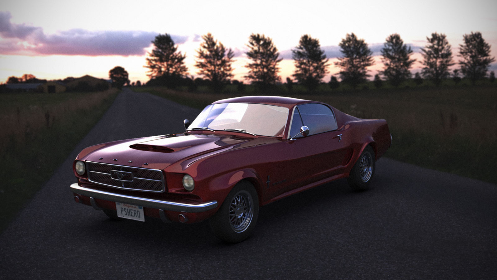 Car Fastback Ford Ford Mustang Red Road Vehicle 1600x900