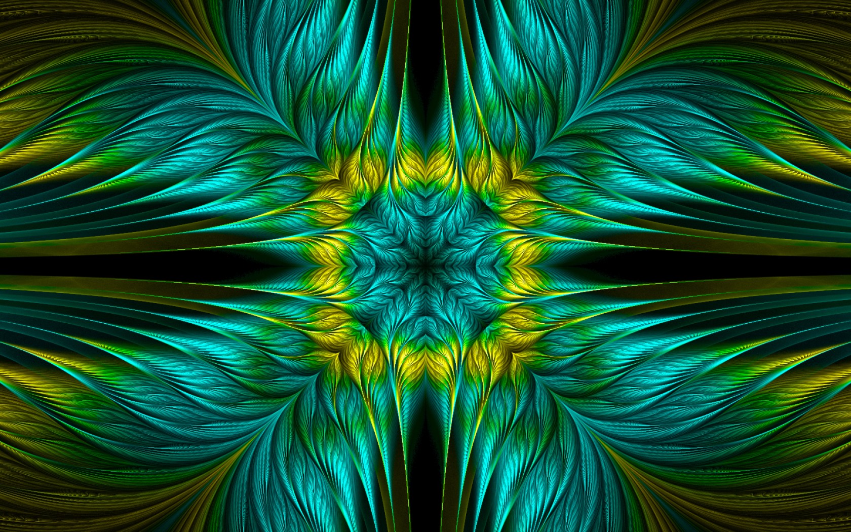 Abstract Blue Design Green Yellow 1680x1050
