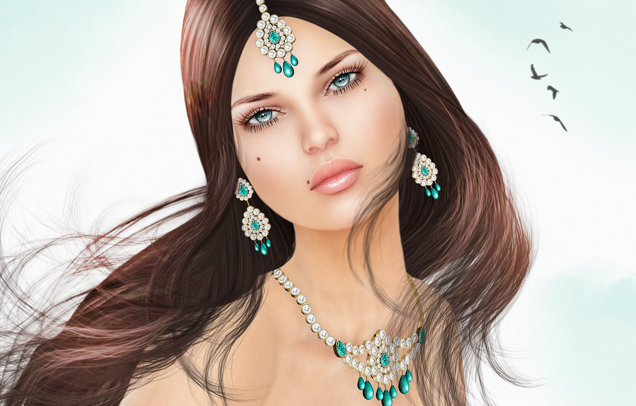 Bindi Diamond Earrings Fantasy Jewelry Turquoise Woman 2048x1309