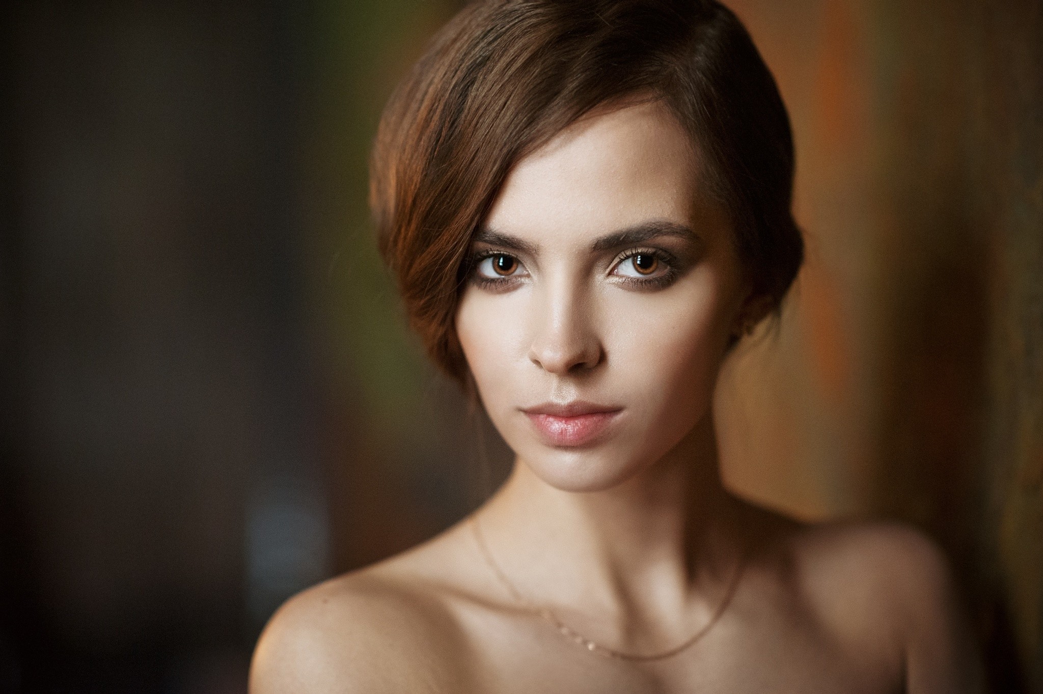 Brown Eyes Brunette Girl Model Victoria Lukina Woman 2048x1363