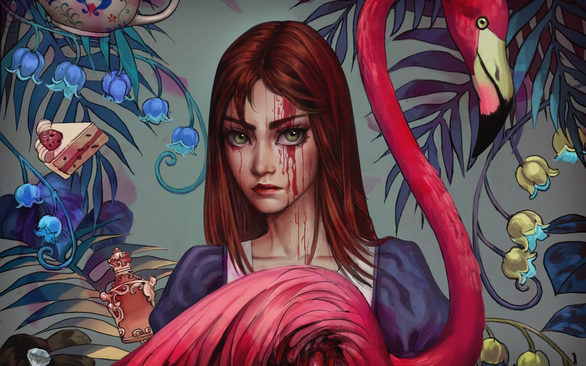 American McGees Alice Alice Asylum Flamingos Artwork 1920x1200