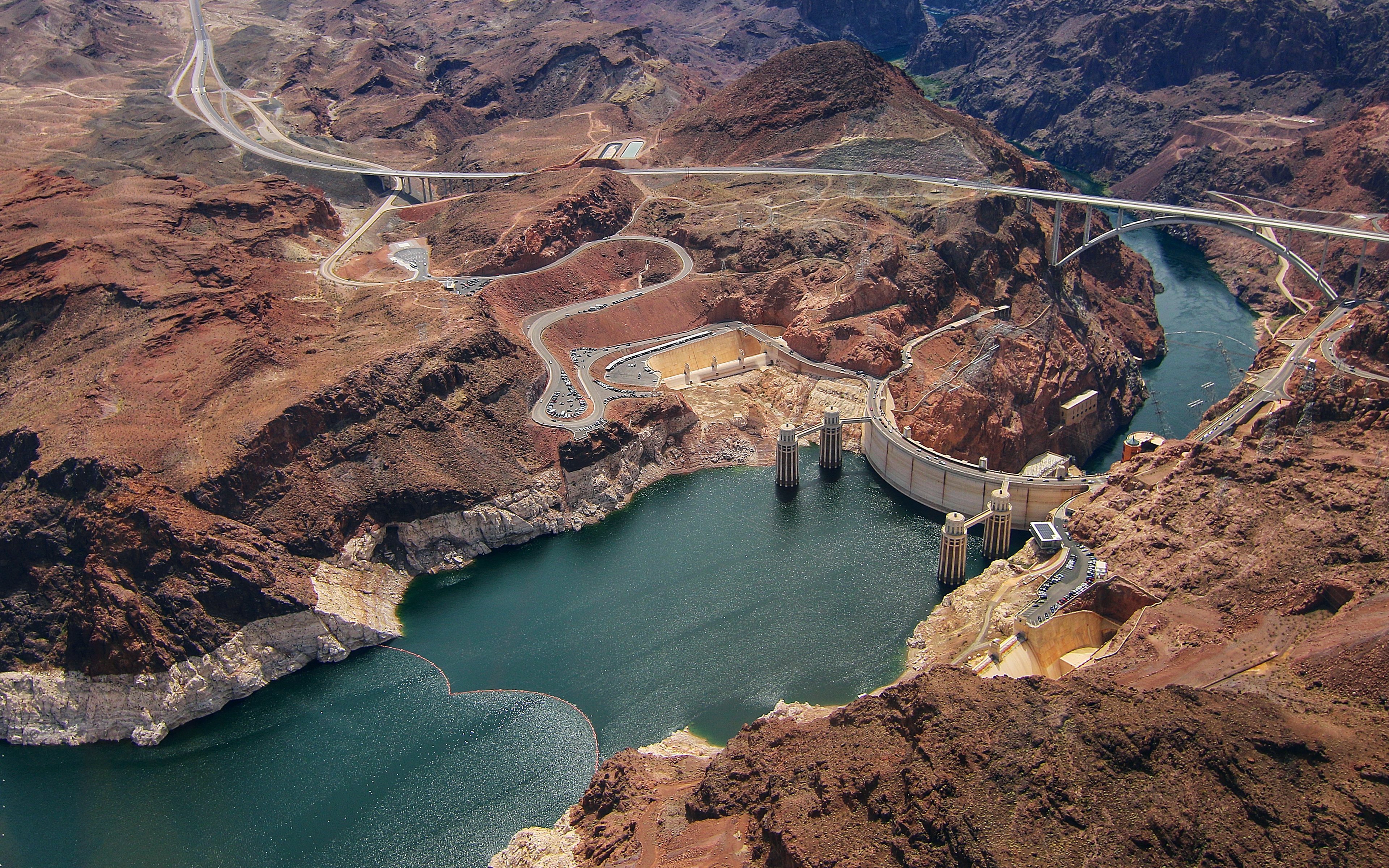 Aerial Dam Landscape River Road 3840x2400