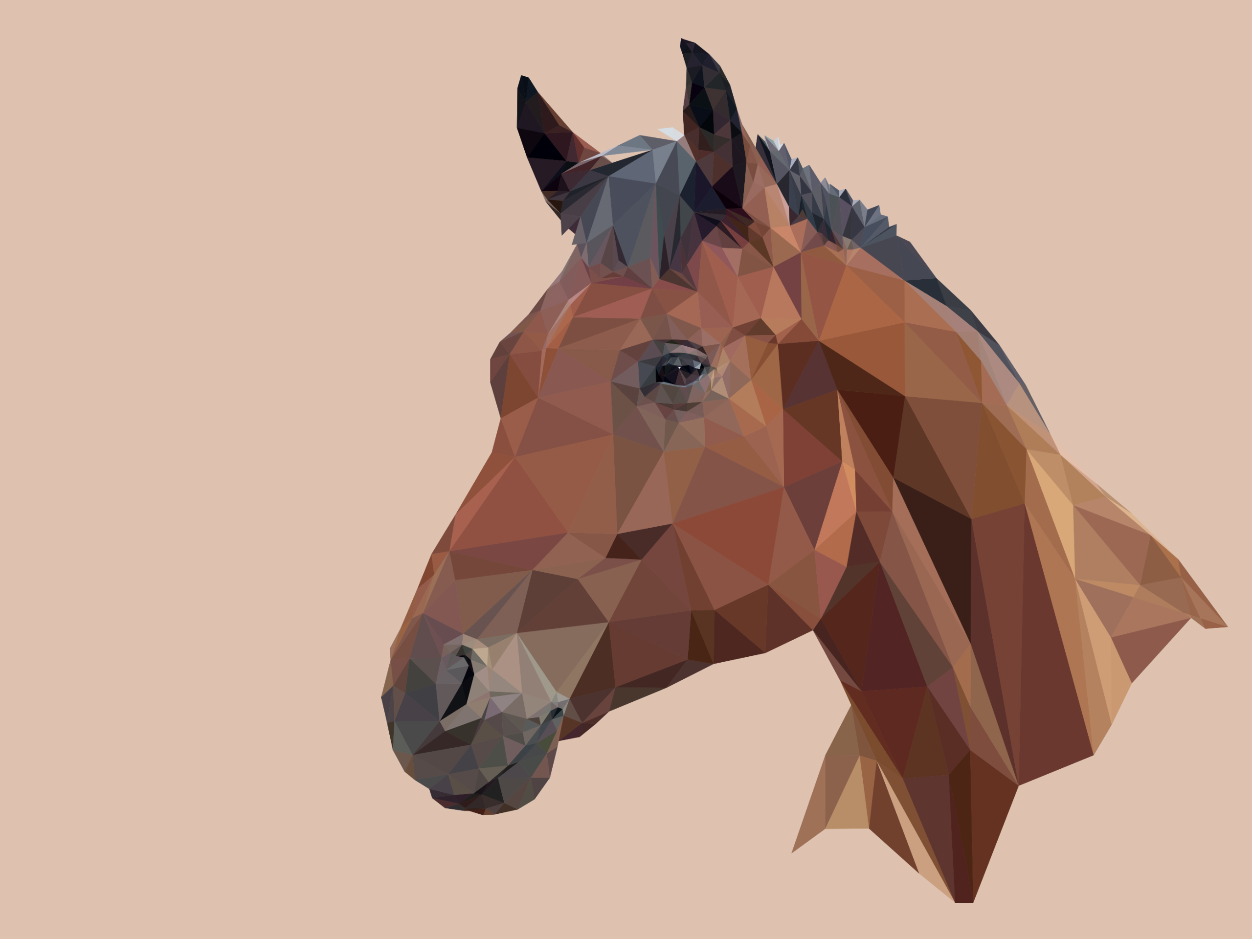 Animal Facets Horse Low Poly Minimalist Polygon 2560x1920