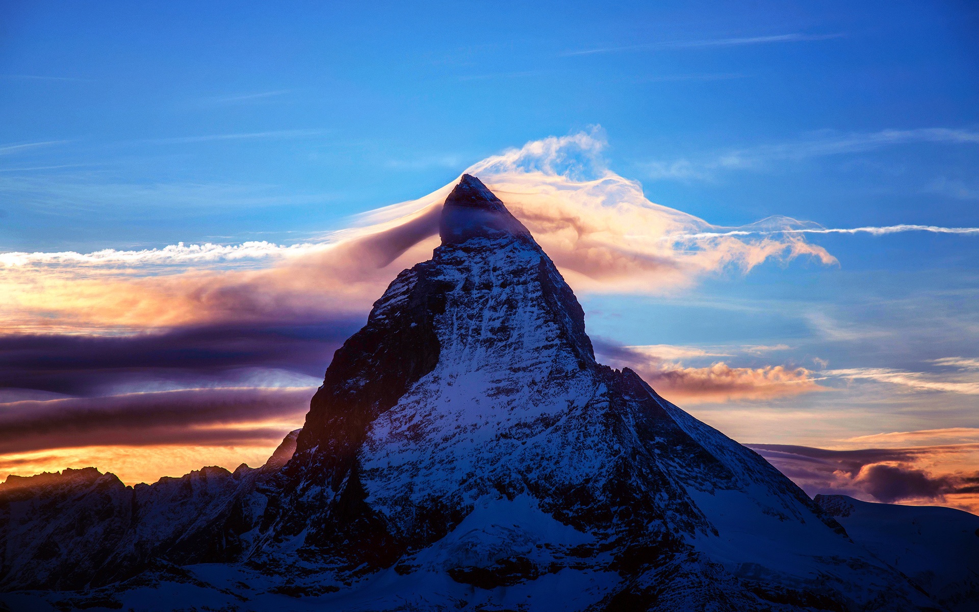 Alps Dawn Dusk Matterhorn Mountain 1920x1200