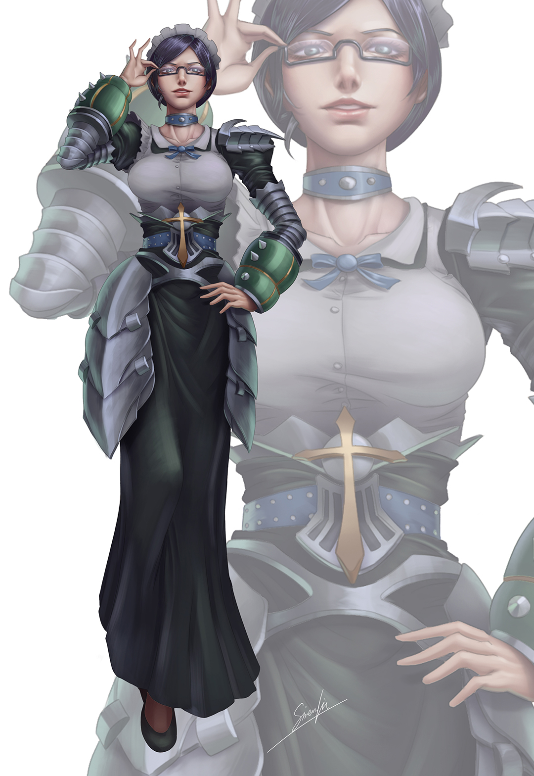 Overlord Anime Maid Outfit Armor Long Skirt Female Warrior Monster Girl Dullahan Black Heels Women W 1080x1568