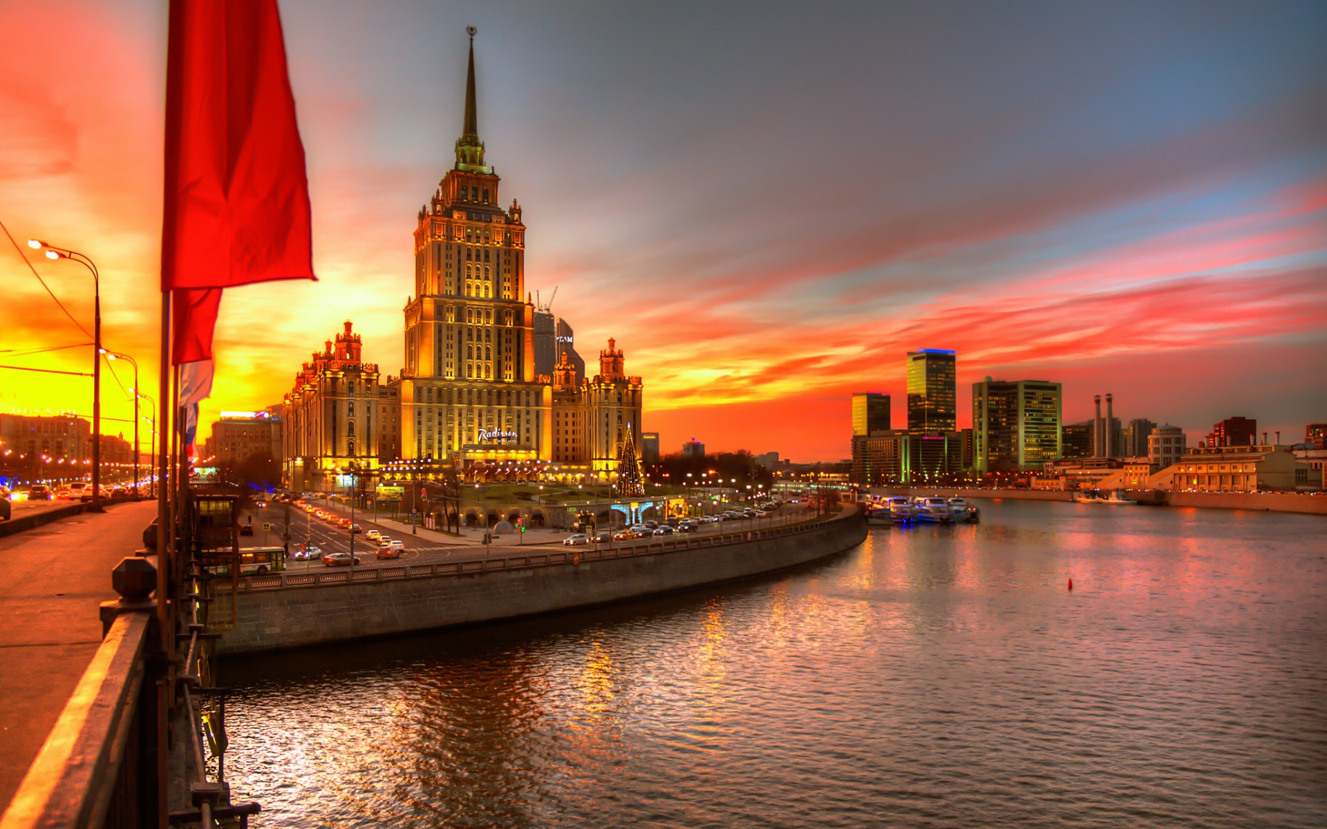 City Moscow Russia Sunset 1920x1200