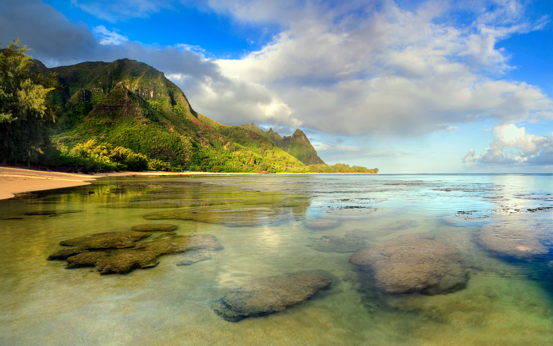 Beach Coast Coastline Hawaii Kauai Ocean Rock Seashore Tunnels Beach Water 1920x1200