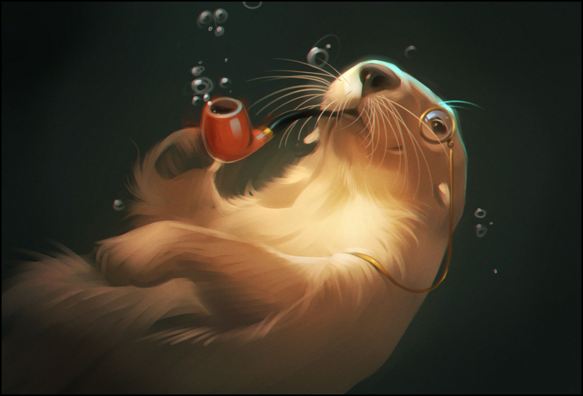 Monocle Otter Smoking Underwater 1920x1303