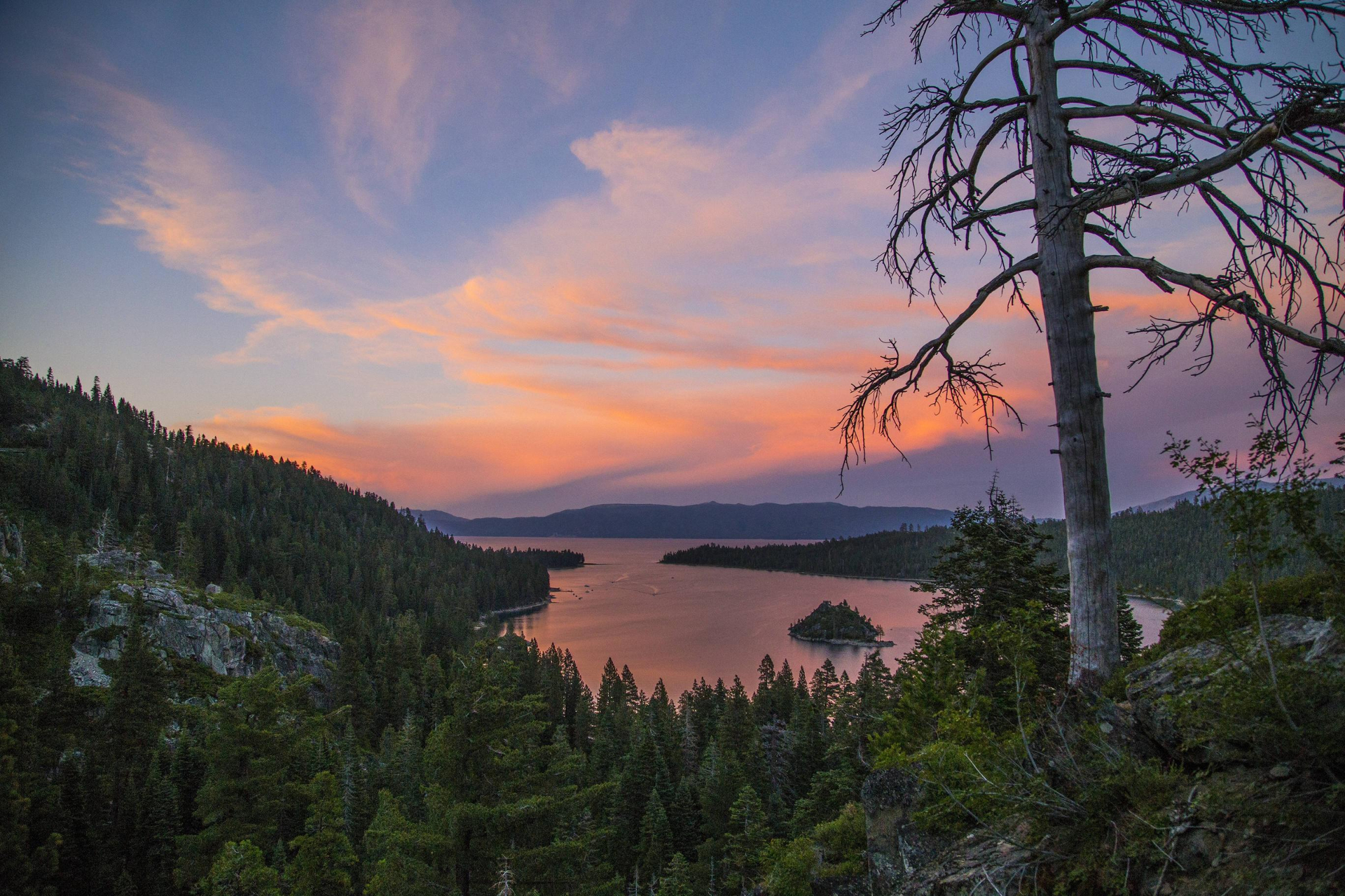 Earth Emerald Bay Forest Lake Lake Tahoe Mountain Sunset 1920x1280