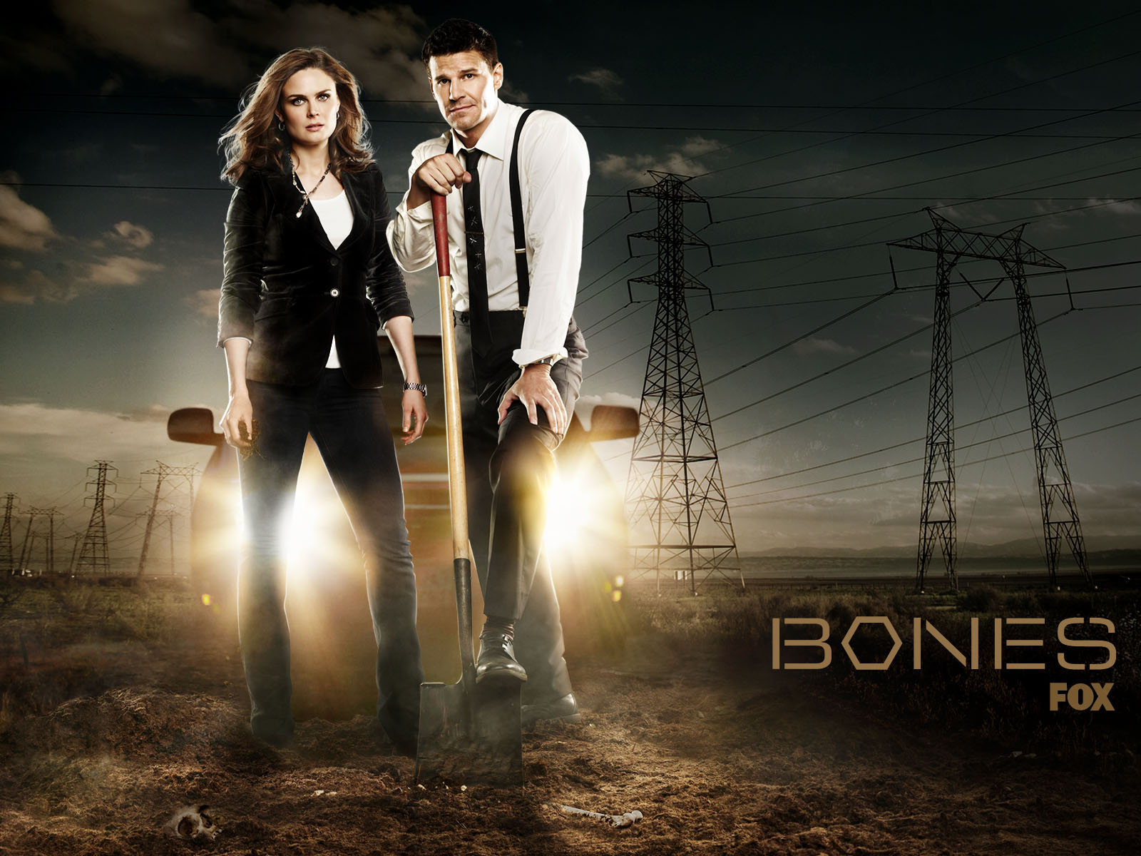 David Boreanaz Emily Deschanel Seeley Booth Temperance Brennan 1600x1200