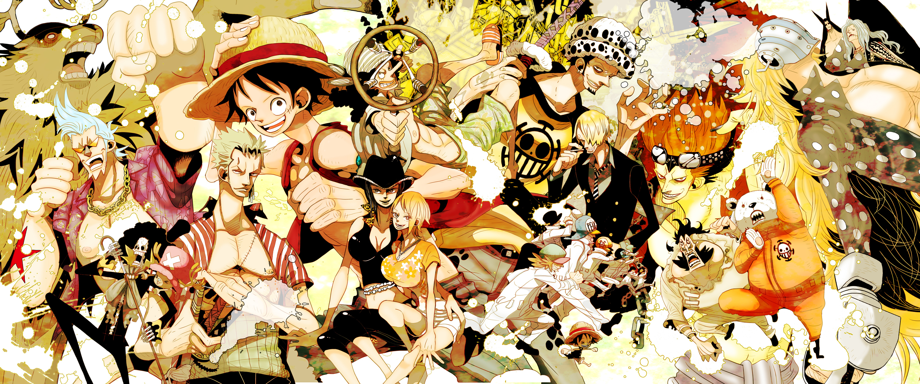 Anime Bepo One Piece Boy Brook One Piece Eustass One Piece Franky One Piece Girl Monkey D Luffy Nami 3000x1253