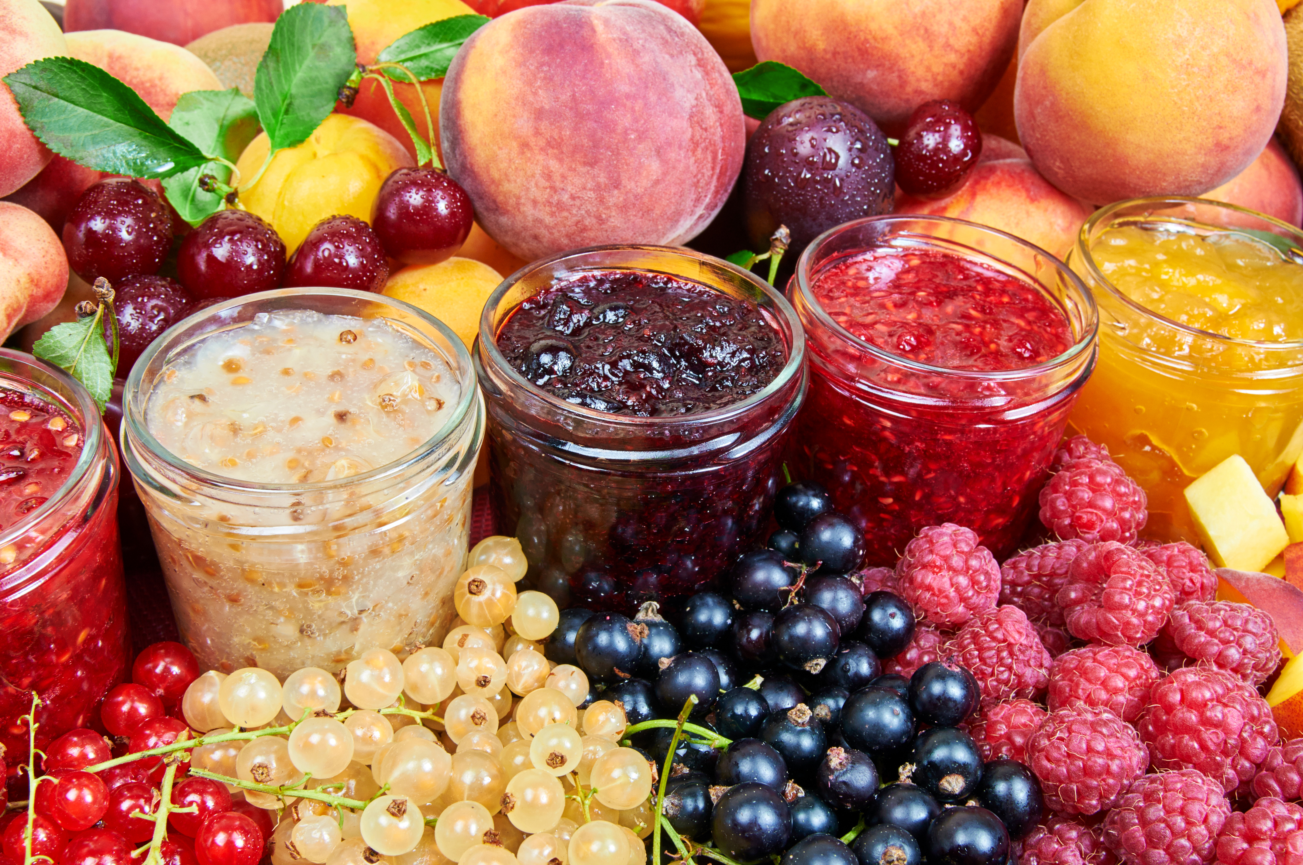 Berry Currants Fruit Jam Jar Peach Raspberry 4288x2848
