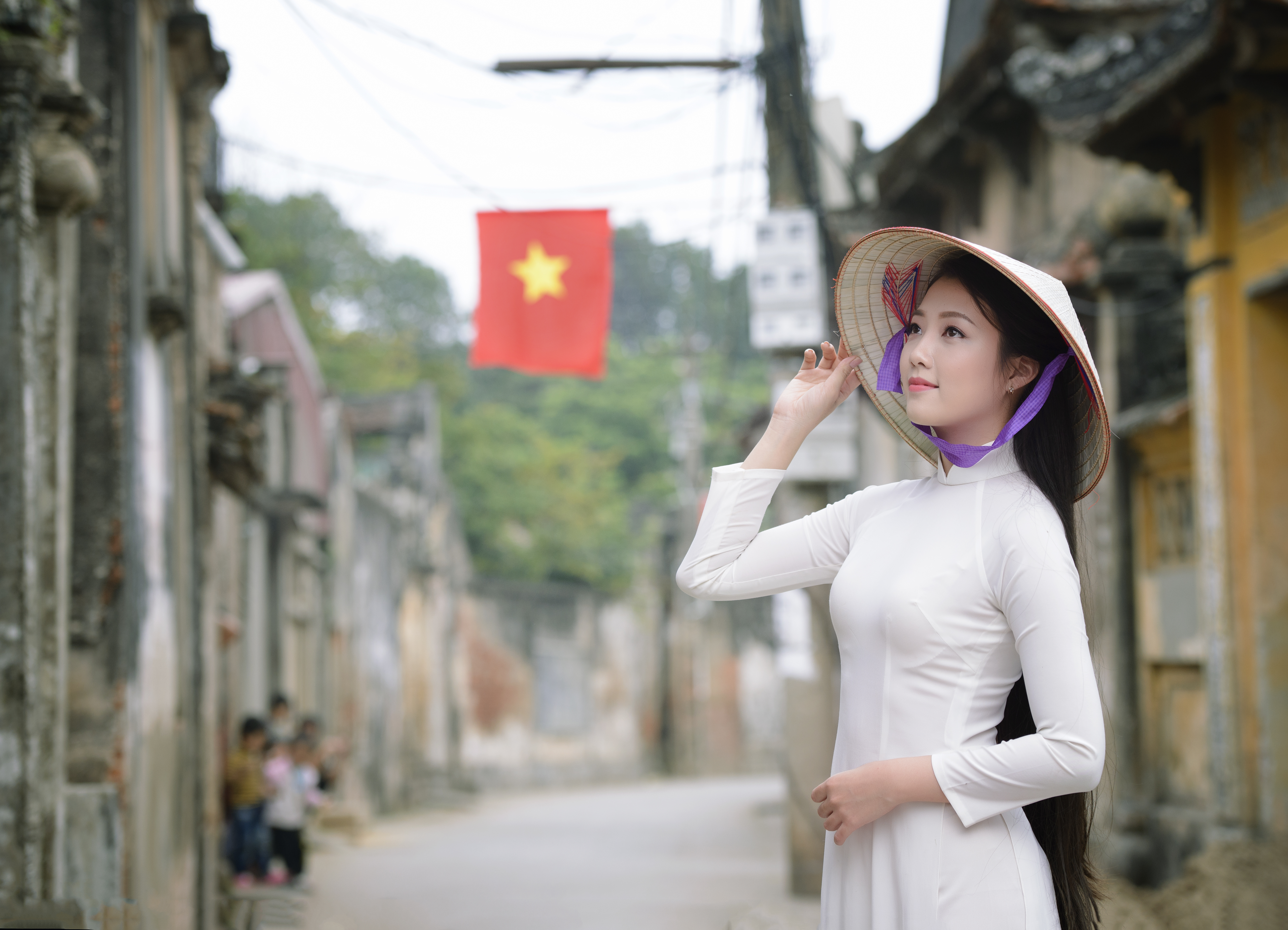 Ao Dai Asian Asian Conical Hat Girl Model Vietnamese 6053x4370