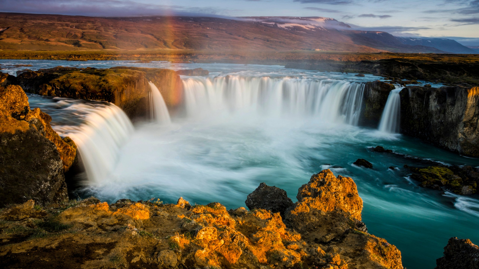 Earth Godafoss Iceland Nature Waterfall 1920x1080