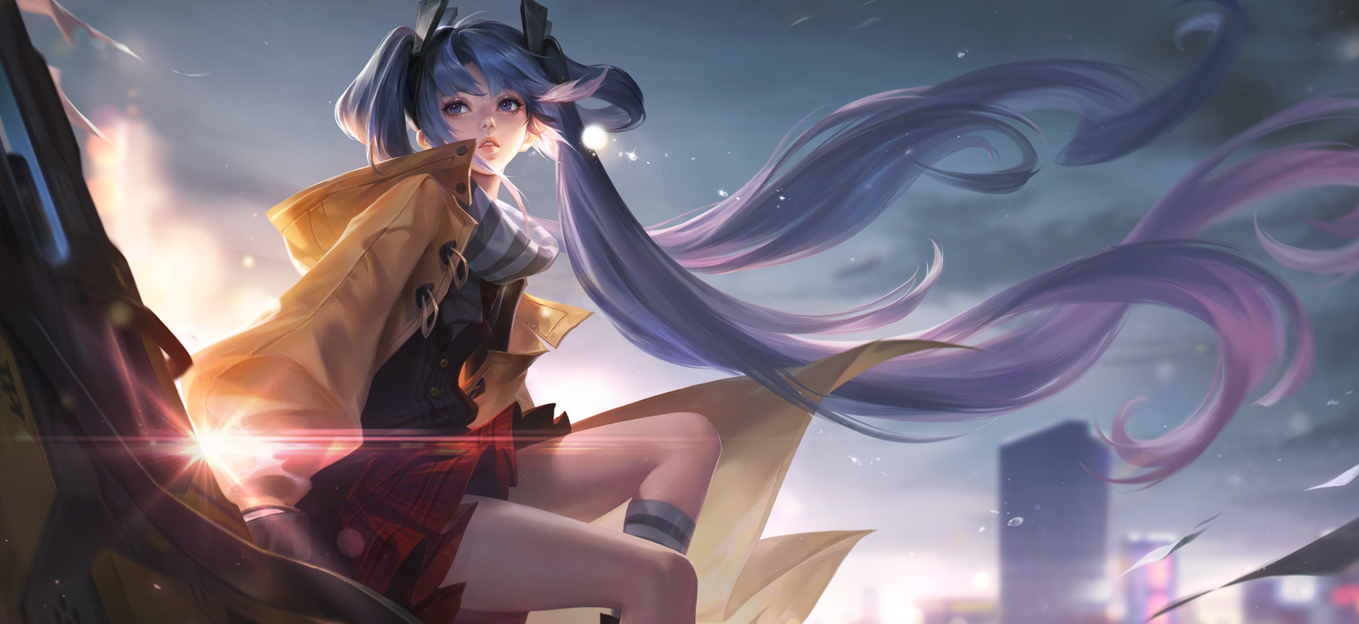 Glory Of Kings Lady Sun Fantasy Girl Anime Anime Girls Blue Hair Long Hair 1920x882