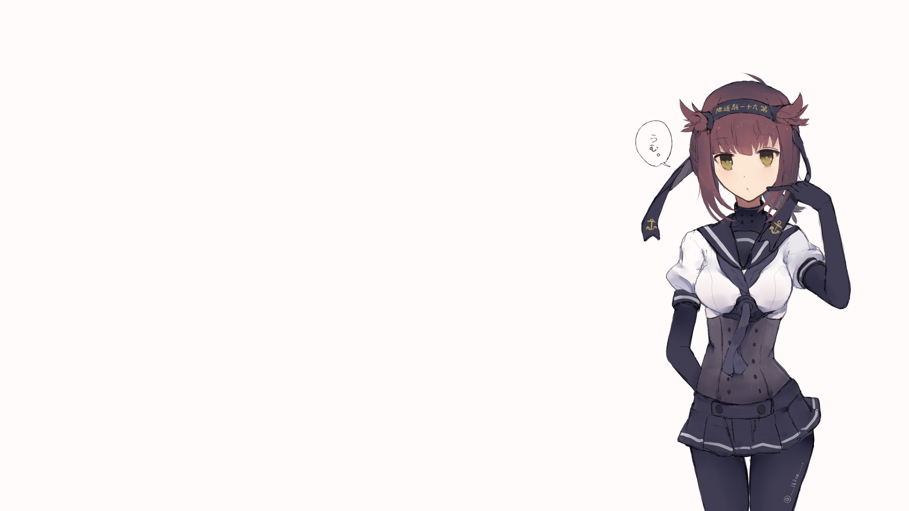 Anime Anime Girls Kantai Collection Hatsuzuki KanColle White Background 3840x2160