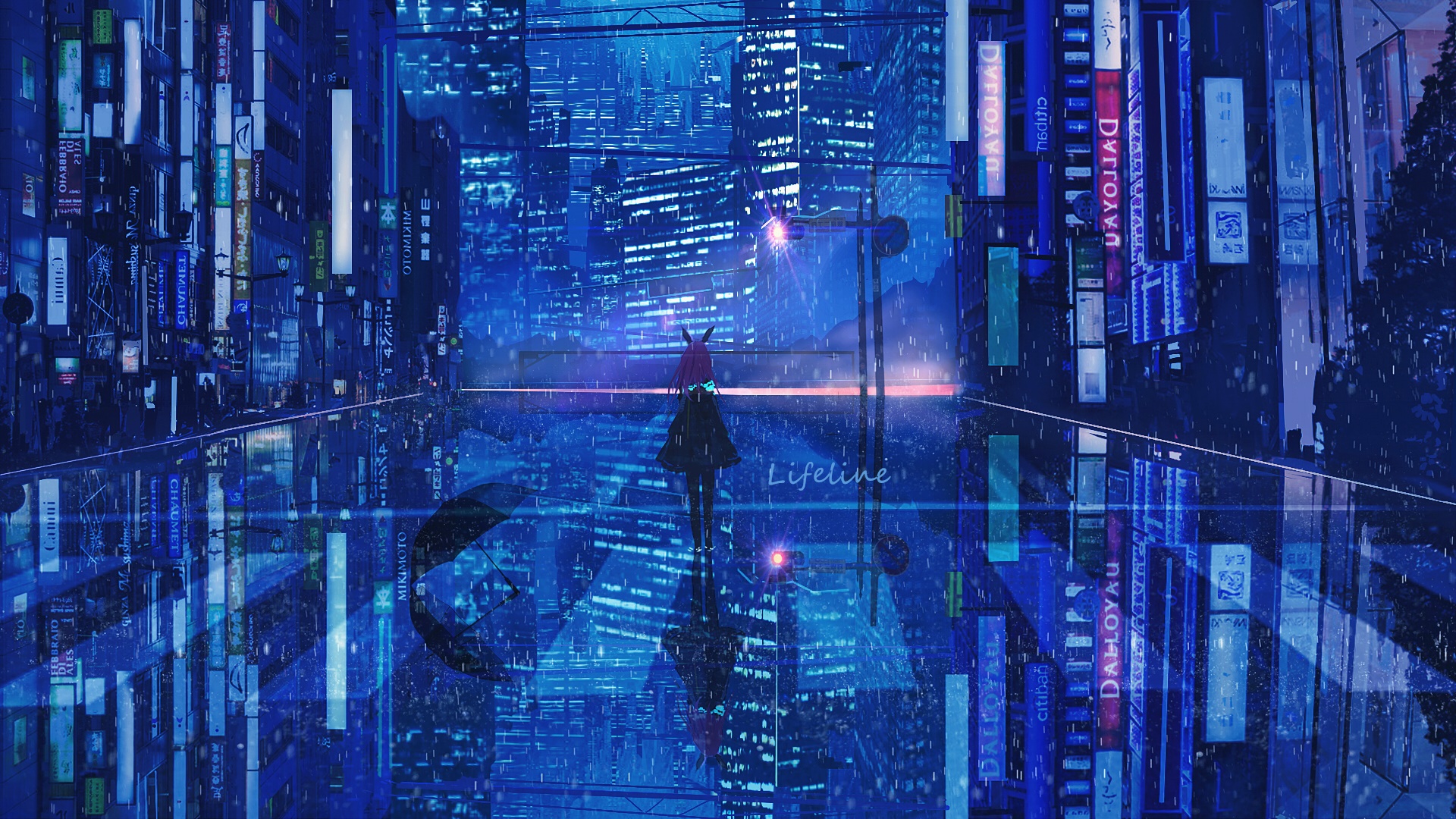 Lifeline Anime Blue City Cityscape Reflection Wallpaper -  Resolution:1920x1080 - ID:908744 