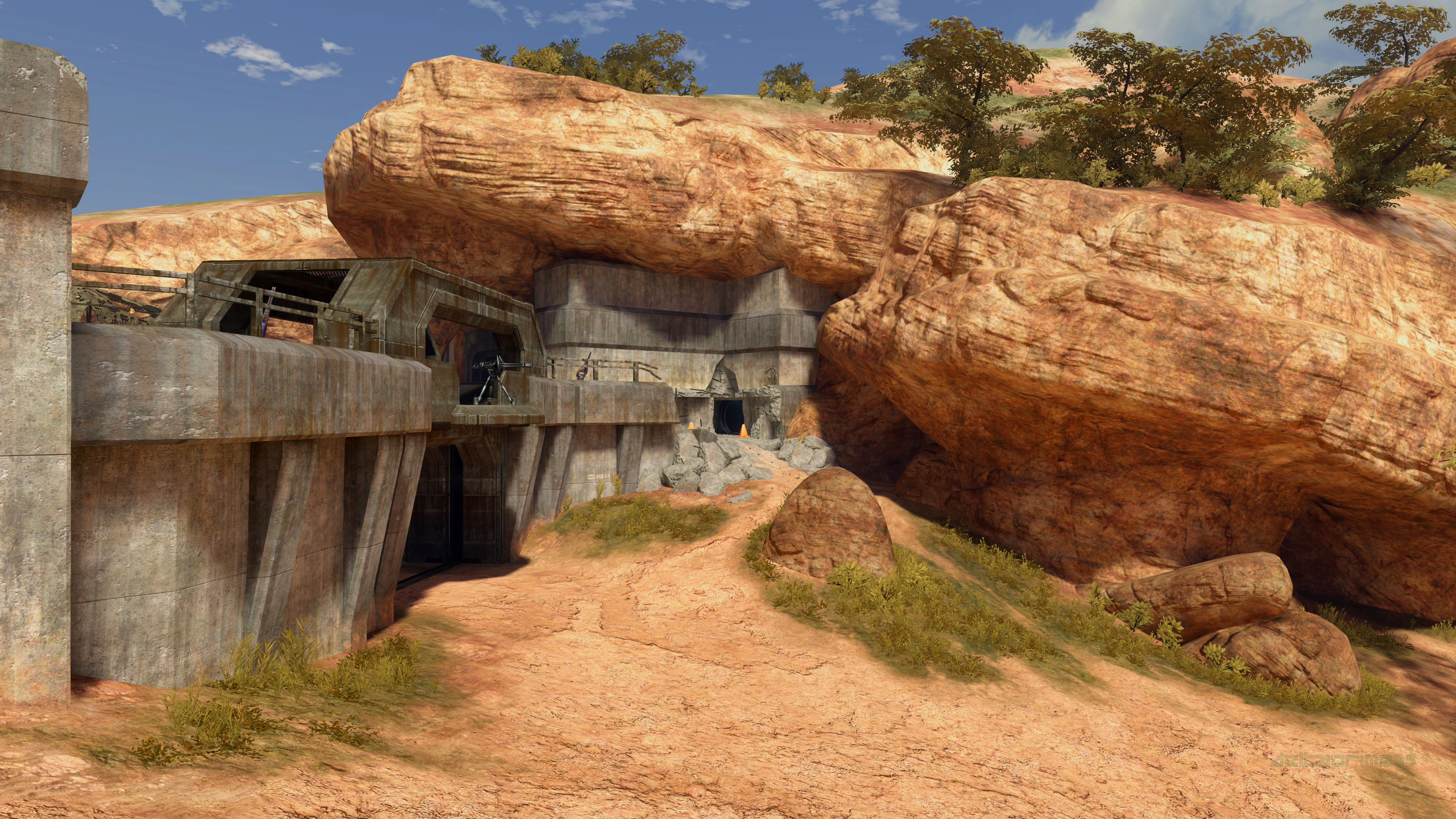 In Game PC Gaming Screen Shot Halo 3 High Ground Multiplayer Map Africa Science Fiction Fortress Wal 3840x2160