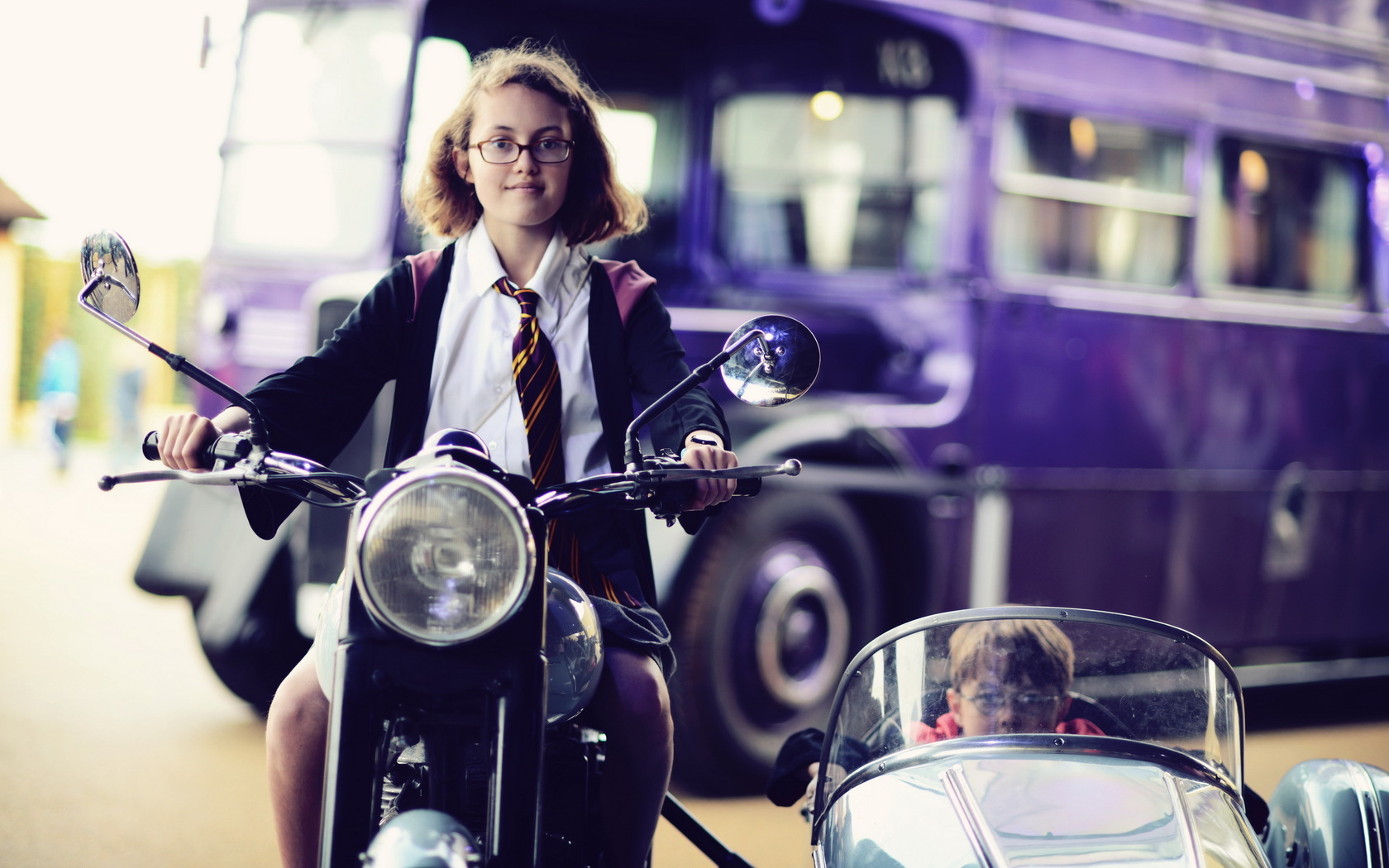 Motorcycle Photography Scooter Traffic Woman 1680x1050