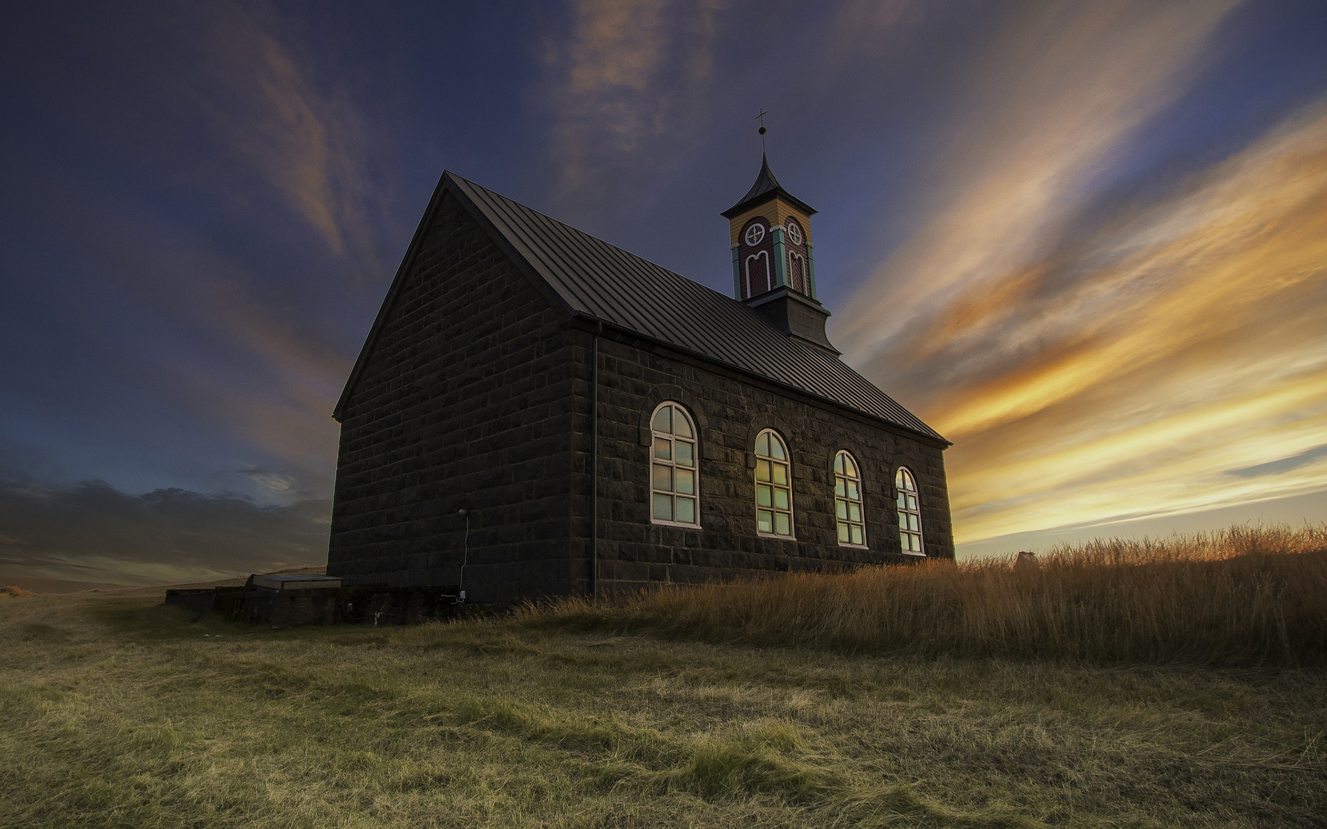 Chapel Church Field Religious Sunset 1920x1200