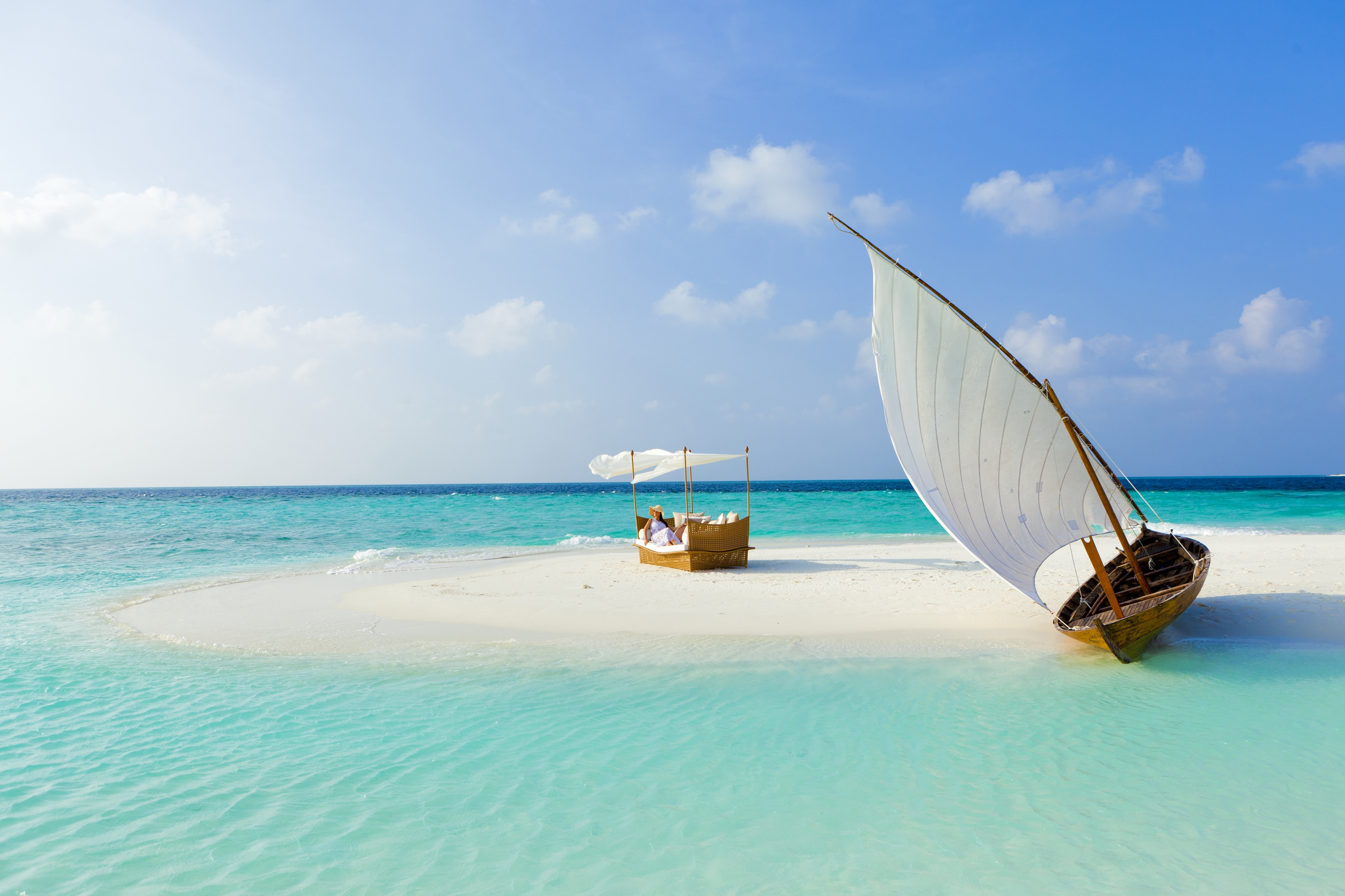 Beach Boat Holiday Lagoon Maldives Sea Summer Tropics 5499x3665