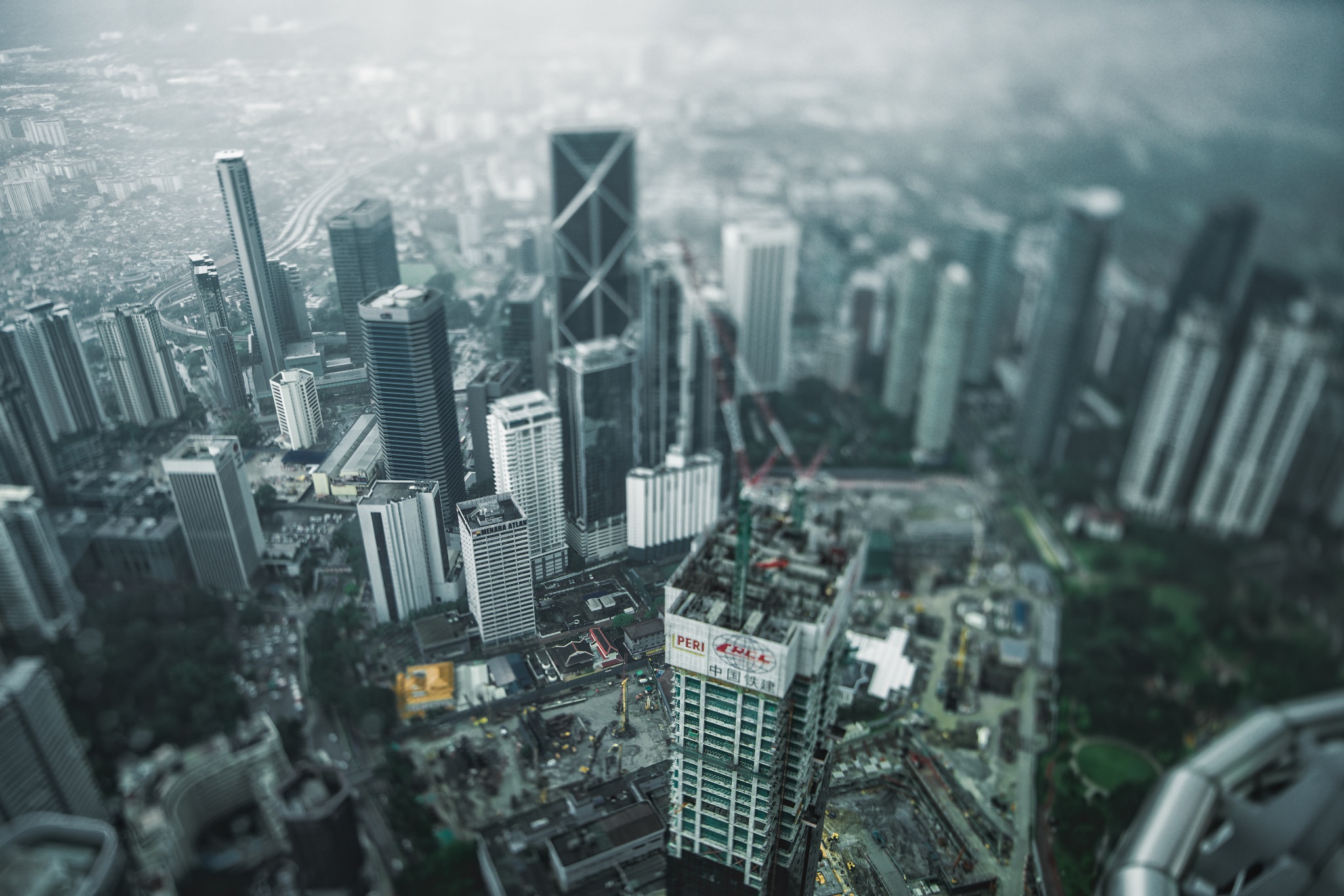 Aerial Building City Depth Of Field Kuala Lumpur Malaysia Skyscraper Tilt Shift 2048x1366