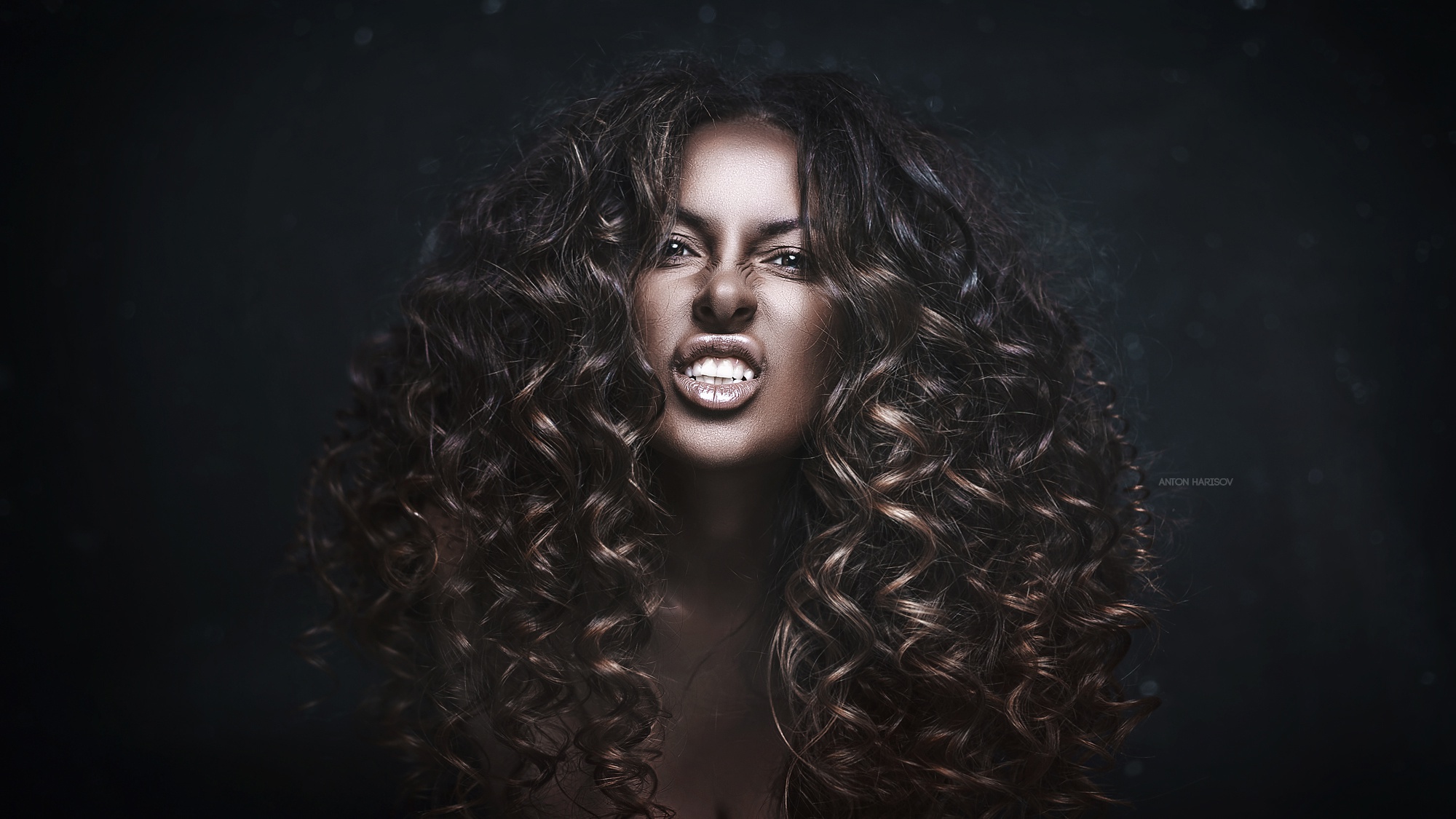 Face Curly Hair Women Portrait Anton Harisov 2000x1125