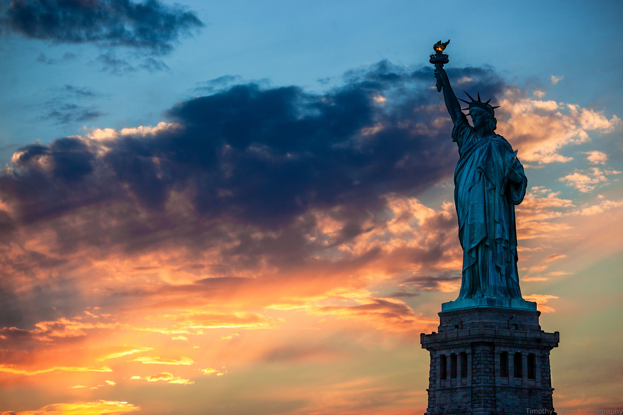 Cloud Sky Statue Of Liberty Sunrise Sunset 2048x1365
